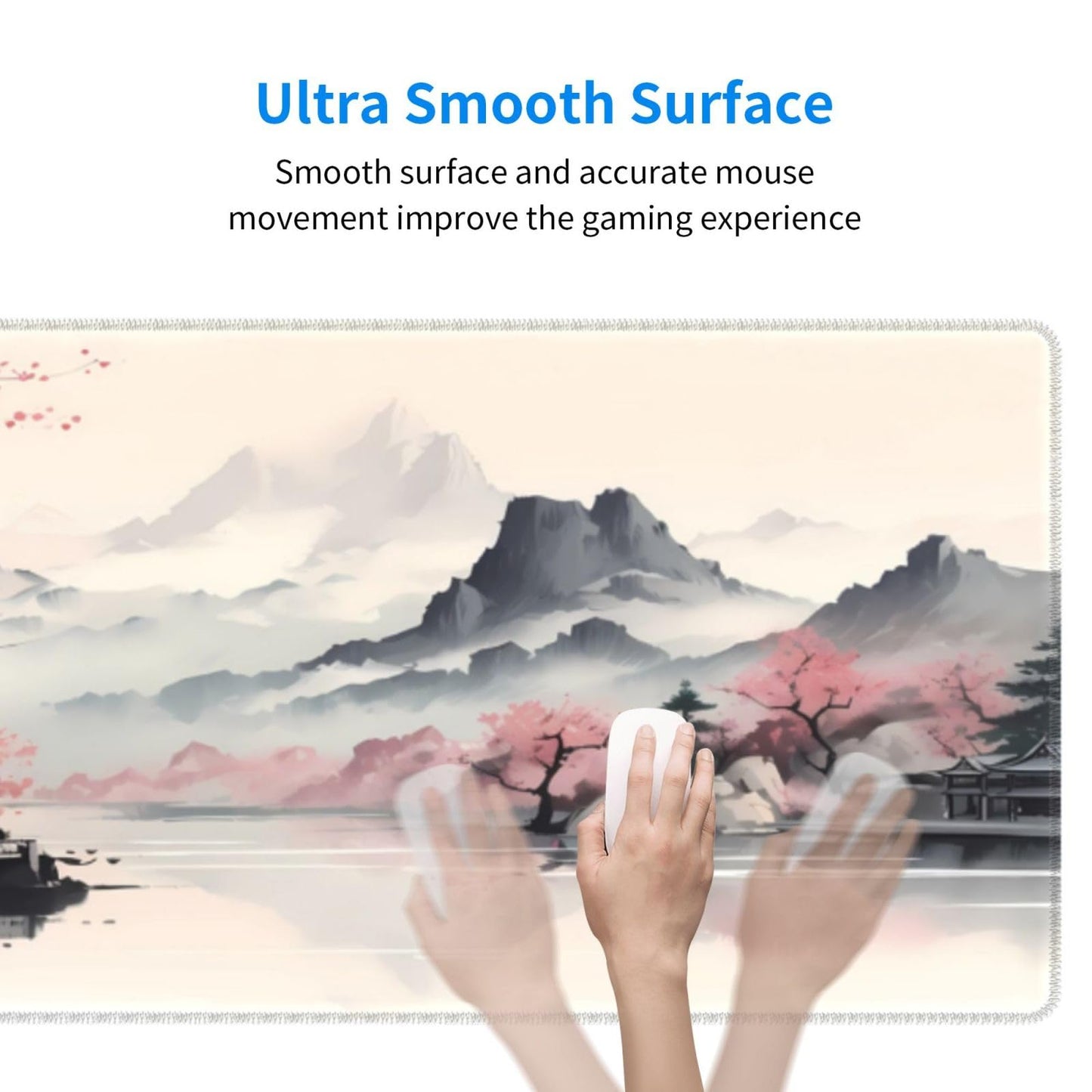 Japanese Mouse Pad, Large Japanese Desk Mat, XL Anime Gaming Keyboard Mat, Non-Slip Rubber Base, Big Extended Desk Protector for Home Office, 31.5”x11.8”