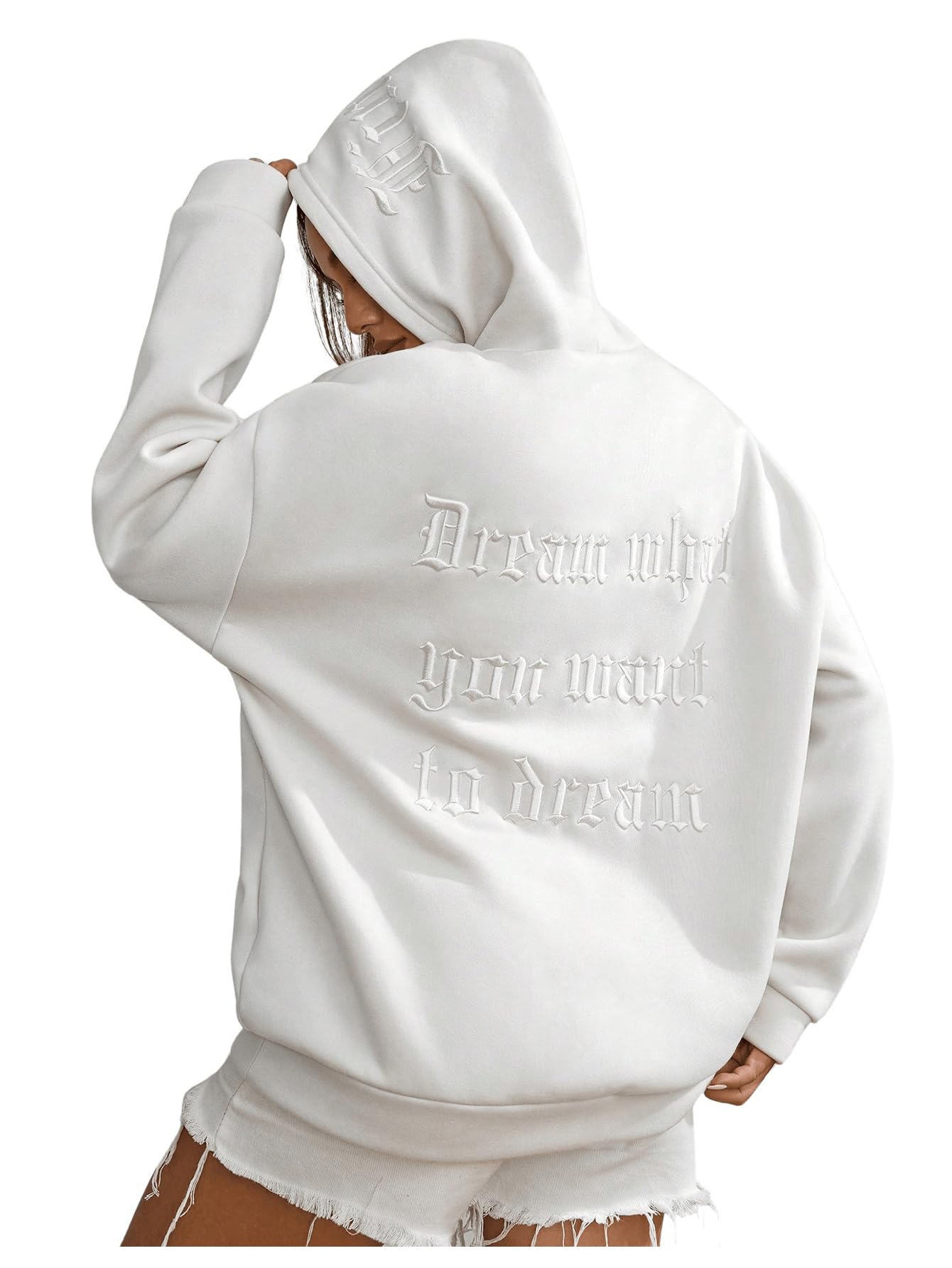 GORGLITTER Women's Graphic Print Hoodies Sweatshirt Long Sleeve Round Neck Drop Shoulder Pullover Top