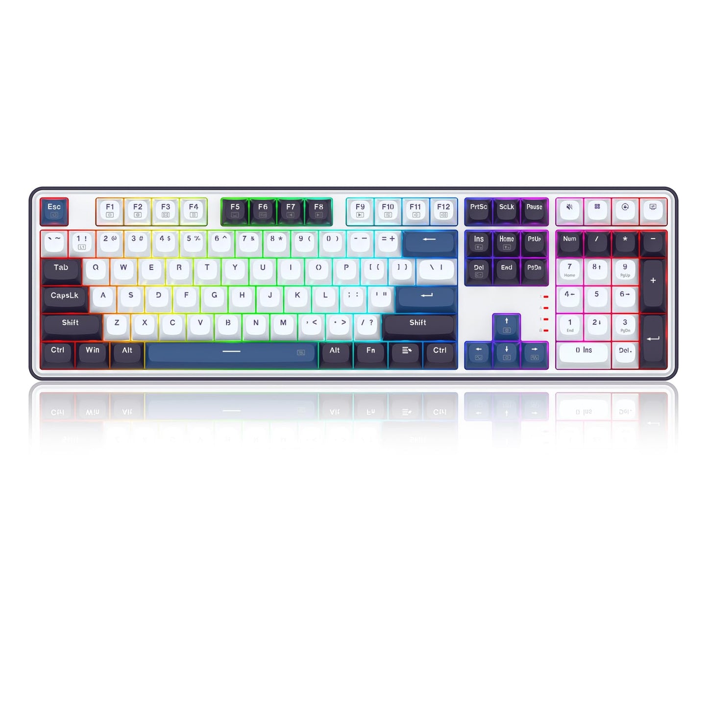 Redragon K668 RGB Gaming Keyboard, 104 Keys + Extra 4 Hotkeys Wired Mechanical Keyboard w/Sound Absorbing Foams, Upgraded Hot-swappable Socket, Mixed Color Keycaps x 2 Sets, Red Switch