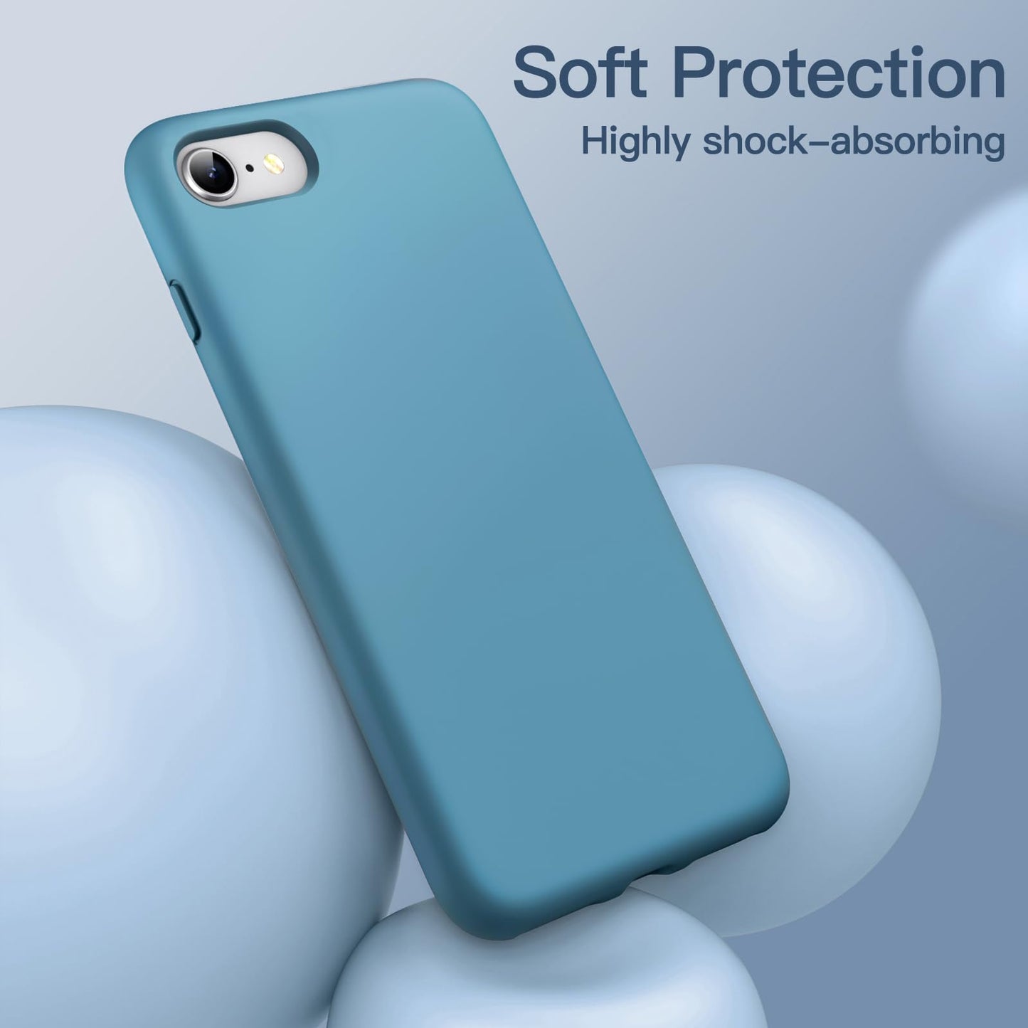 JETech Silicone Case for iPhone SE 3/2 (2022/2020 Edition), iPhone 8 and iPhone 7, 4.7-Inch, Silky-Soft Touch Full-Body Protective Case, Shockproof Cover with Microfiber Lining (Black)