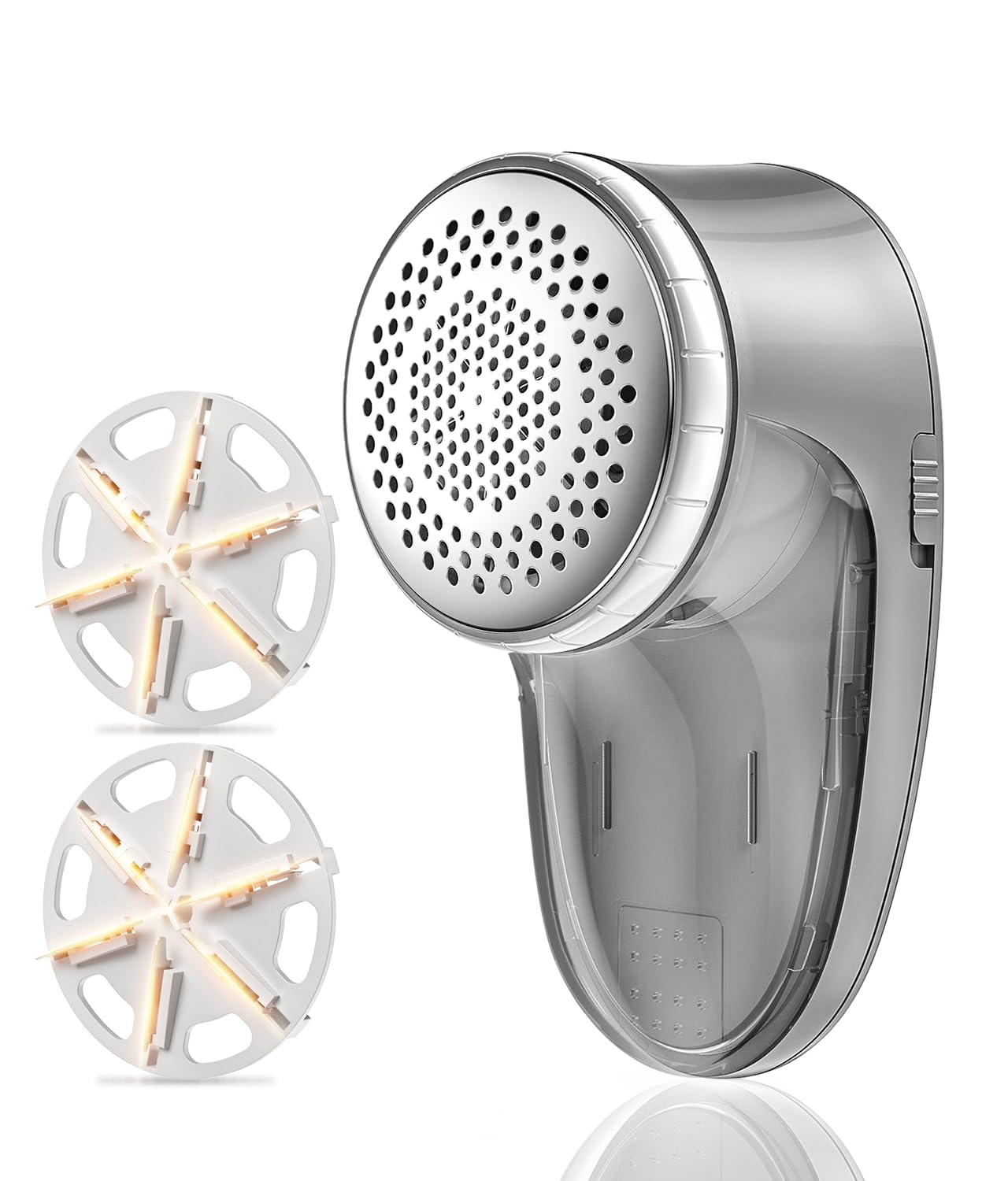 Fabric Shaver Lint Remover, Sweater Shaver with Replaceable Stainless Steel 6-Leaf Blades, Fabric Defuzzer for Clothes Fuzz, Lint Balls - Battery Operated