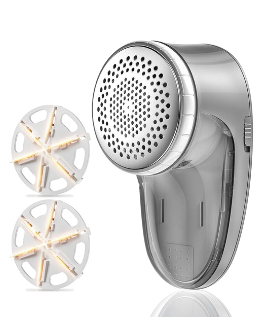Fabric Shaver Lint Remover, Sweater Shaver with Replaceable Stainless Steel 6-Leaf Blades, Fabric Defuzzer for Clothes Fuzz, Lint Balls - Battery Operated