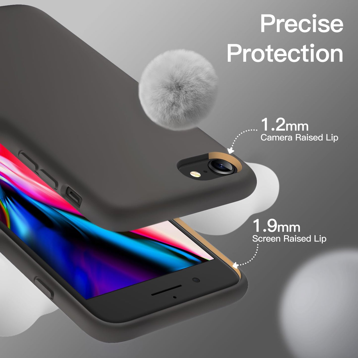 JETech Silicone Case for iPhone SE 3/2 (2022/2020 Edition), iPhone 8 and iPhone 7, 4.7-Inch, Silky-Soft Touch Full-Body Protective Case, Shockproof Cover with Microfiber Lining (Black)