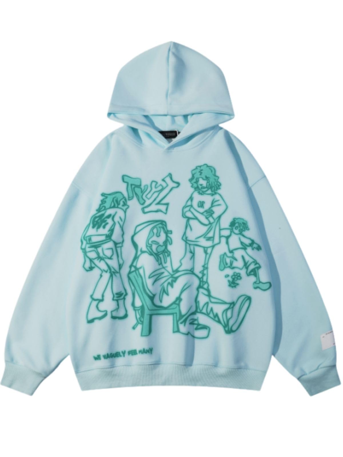 Aelfric Eden Mens Graphic Oversized Hoodie Cartoon Character Print Streetwear Casual hoodies y2k Hooded Sweatshirt