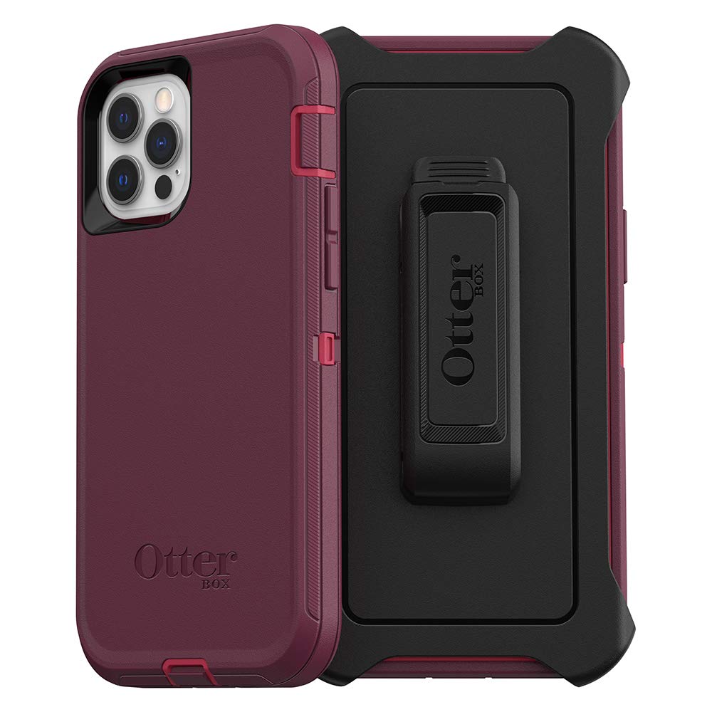 OtterBox iPhone 12 & iPhone 12 Pro Defender Series Case - Black, Rugged & Durable, with Port Protection, Includes Holster Clip Kickstand