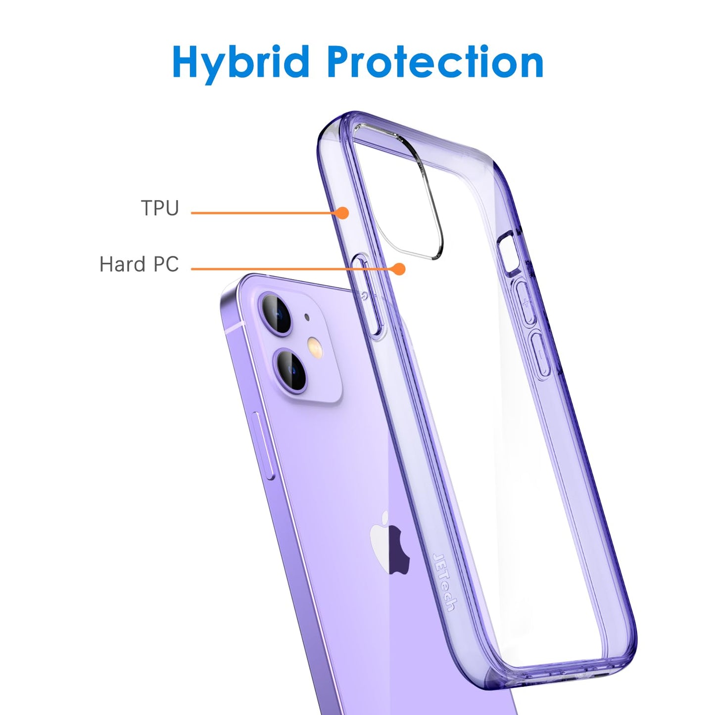 JETech Case for iPhone 12/12 Pro 6.1-Inch, Non-Yellowing Shockproof Phone Bumper Cover, Anti-Scratch Clear Back (HD Clear)