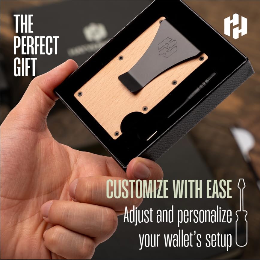 Hayvenhurst Wallet For Men - Reinvented Design Men's Wallet - Slim, Minimalistic & Seamless, Blocks RFID Scanners, Holds 12 Cards & Has a Money Clip (Carbon Fiber)