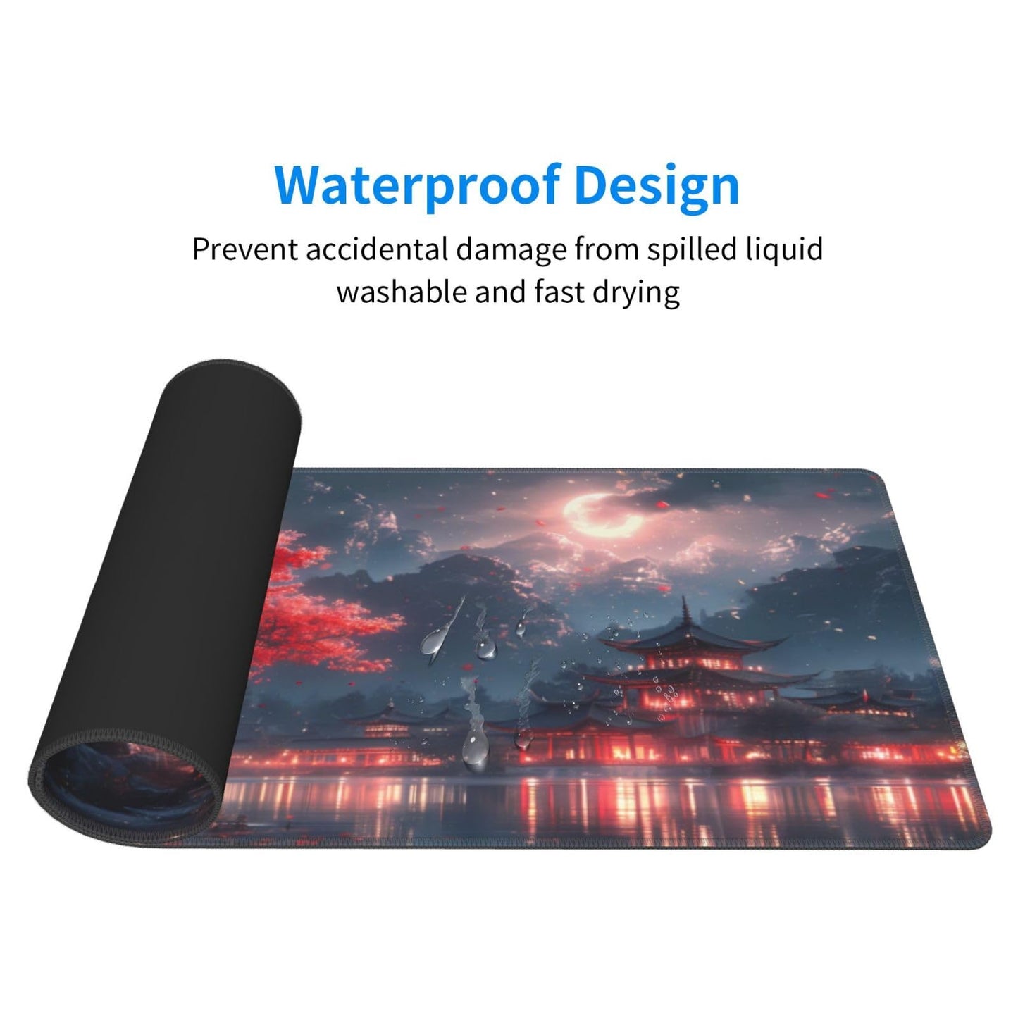 Japanese Mouse Pad, Large Japanese Desk Mat, XL Anime Gaming Keyboard Mat, Non-Slip Rubber Base, Big Extended Desk Protector for Home Office, 31.5”x11.8”