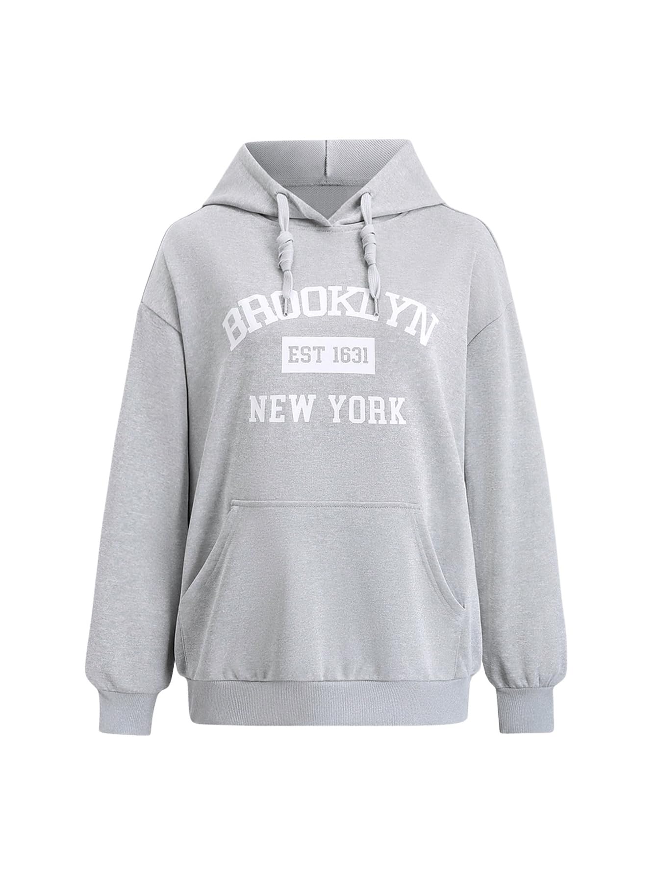 SOLY HUX Graphic Hoodies for Women Letter Print Drawstring Hooded Sweatshirt Long Sleeve Fall Pullover Tops with Pocket