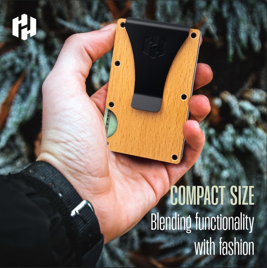 Hayvenhurst Wallet For Men - Reinvented Design Men's Wallet - Slim, Minimalistic & Seamless, Blocks RFID Scanners, Holds 12 Cards & Has a Money Clip (Carbon Fiber)