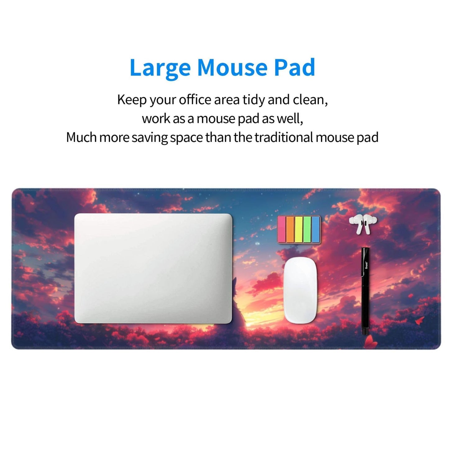 Japanese Mouse Pad, Large Japanese Desk Mat, XL Anime Gaming Keyboard Mat, Non-Slip Rubber Base, Big Extended Desk Protector for Home Office, 31.5”x11.8”