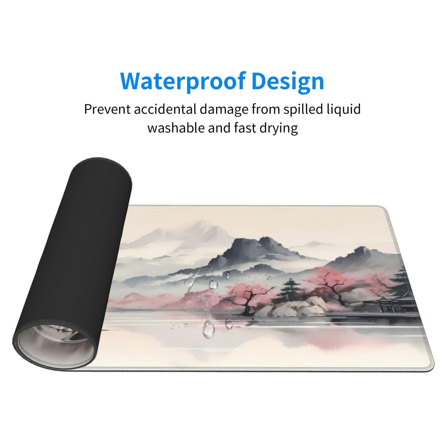 Japanese Mouse Pad, Large Japanese Desk Mat, XL Anime Gaming Keyboard Mat, Non-Slip Rubber Base, Big Extended Desk Protector for Home Office, 31.5”x11.8”
