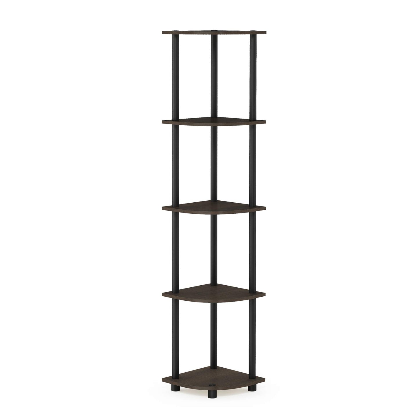 Furinno Turn-N-Tube 5 Tier Corner Display Rack Multipurpose Shelving Unit, 1-Pack, Espresso/Black