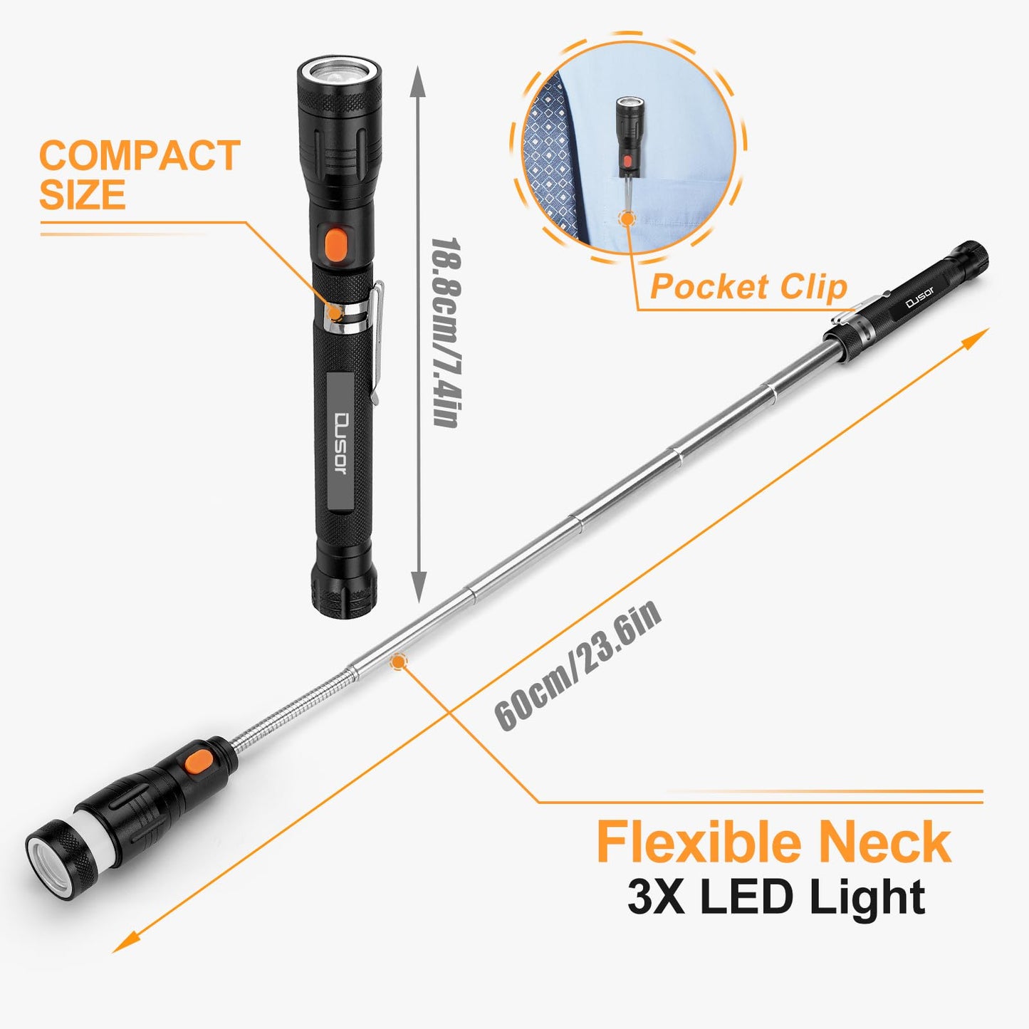 Dusor Stocking Stuffers for Adults Men, Gifts for Men Magnetic Pickup Tool, White Elephant Gifts for Dad Him, Mens Gifts for Christmas, Dad Gifts for Men Who Have Everything Cool Gadgets Tools for Men