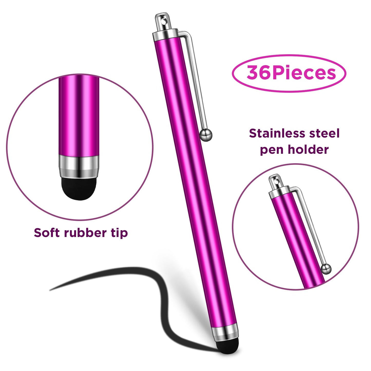 Outus Stylus Pen Set of 36 for Universal Capacitive Touch Screens Devices, Stylus Pens for Touch Screens Devices, Compatible with Tablet (Black)