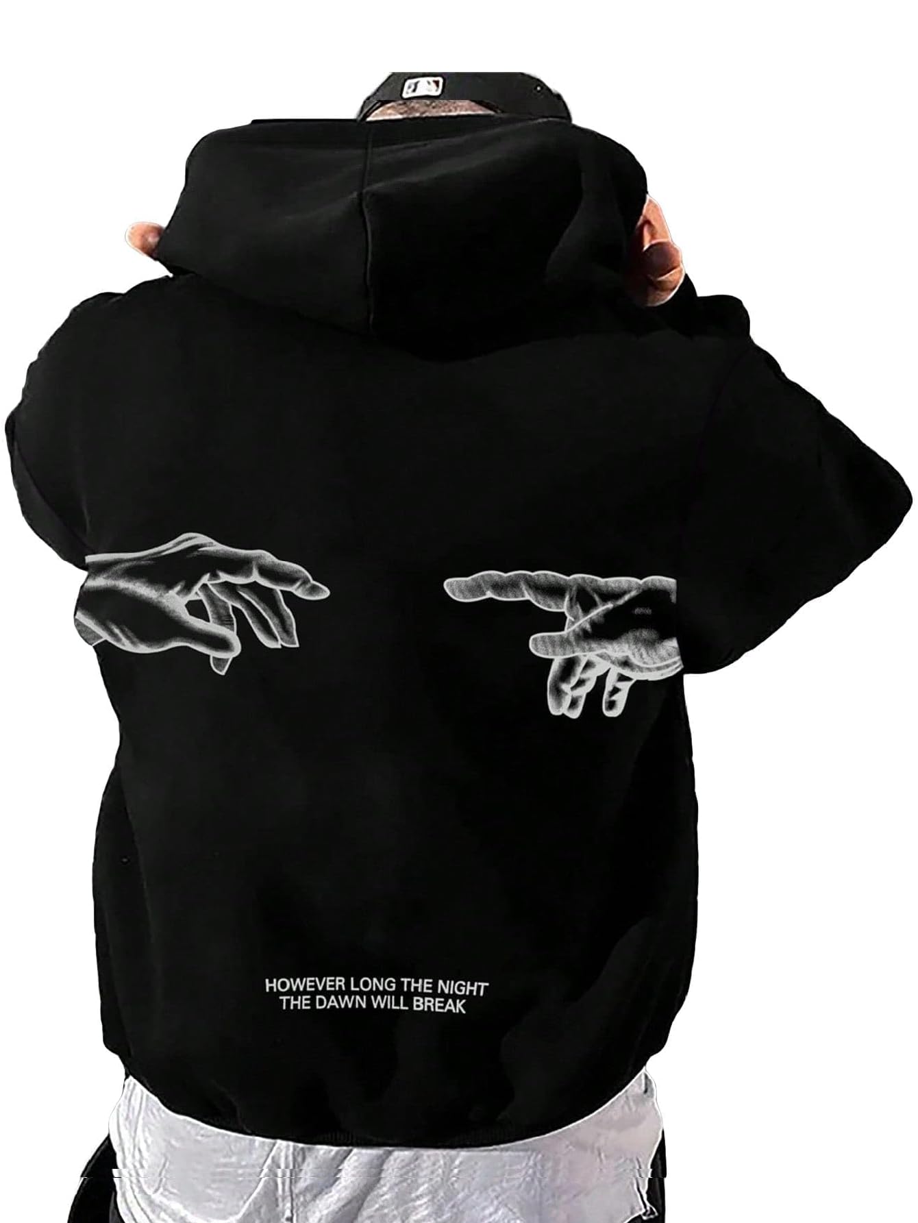 Floerns Men's Graphic Print Long Sleeve Drawstring Hoodie Pullover Sweatshirt