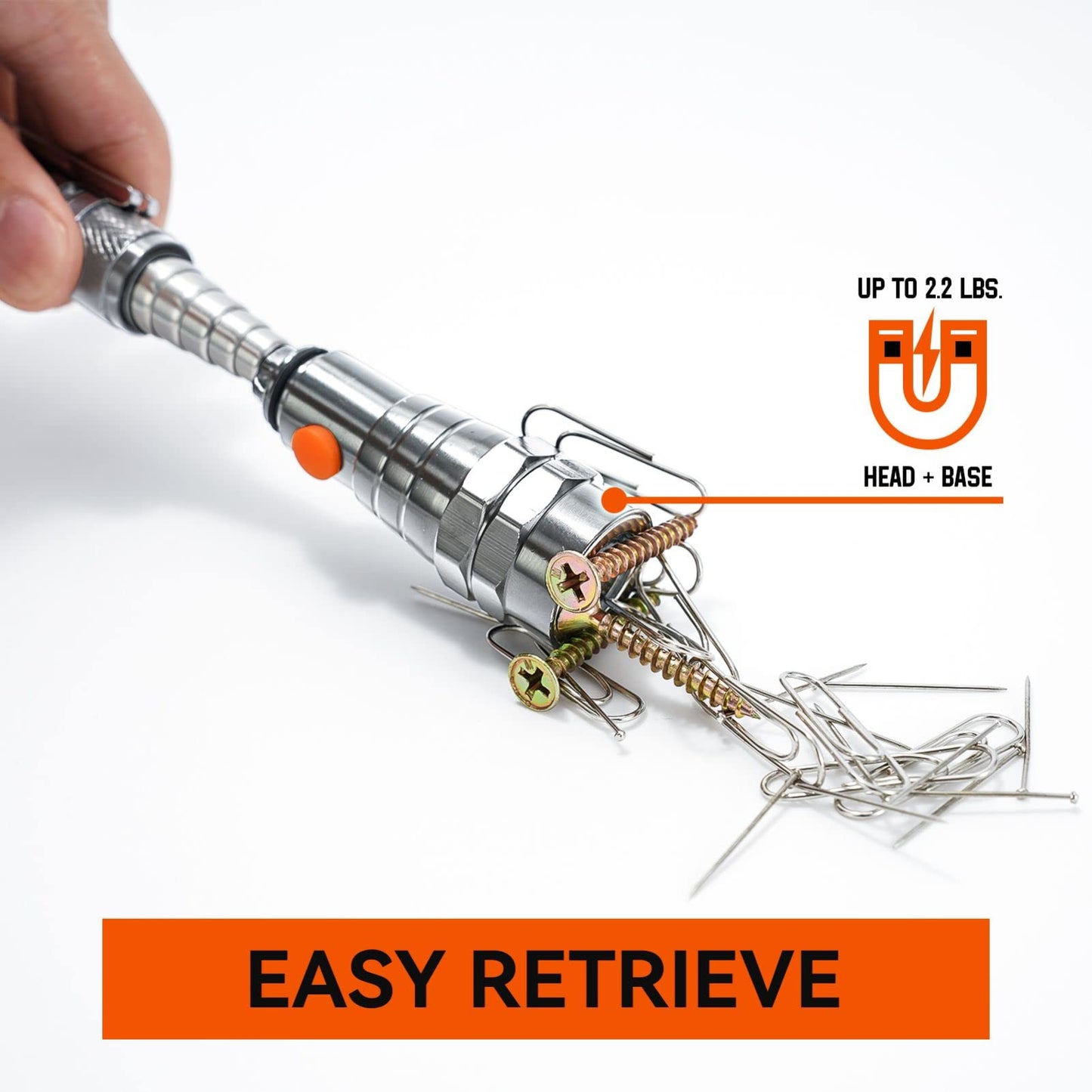 VIBELITE Extendable Magnetic Flashlight with Telescoping Magnet Pickup Tool-Cool Gadgets Gifts Idea & Gifts for Men,Husband,Dad,Father,Mechanic,Tech,Handyman,Him Women, Silve