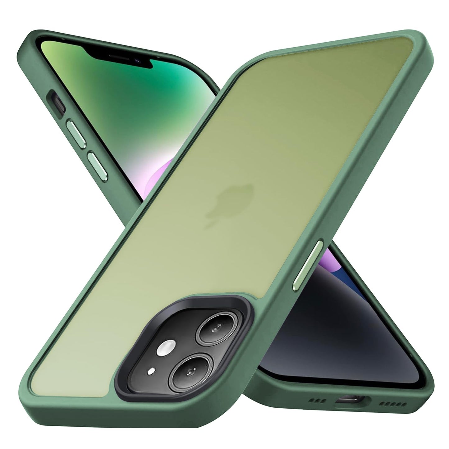 Designed for iPhone 12 & iPhone 12 Pro Case, [Support Wireless Charging] Silicone Soft Anti-Scratch Shockproof Protective Slim Translucent Phone Case for iPhone 12/12 Pro 6.1 inch,Green