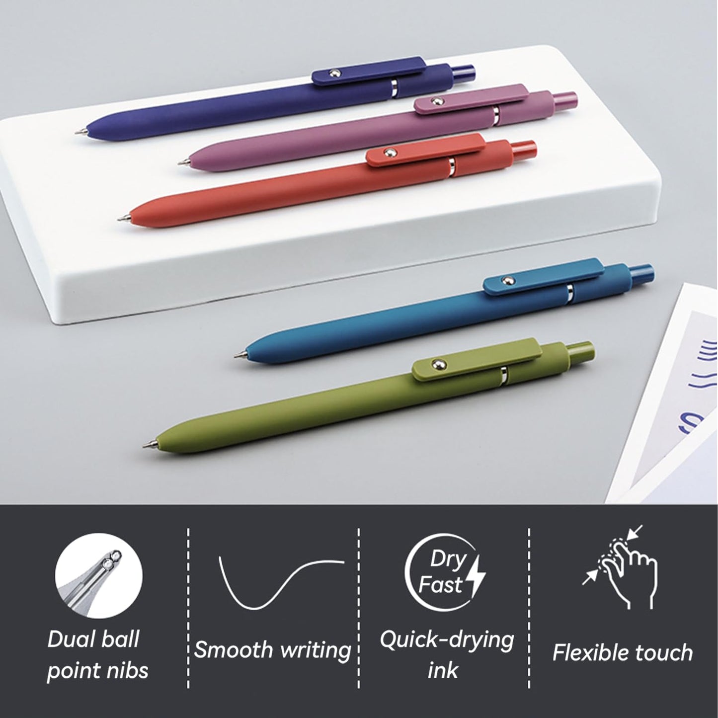 Gel Pens,6 Pcs 0.5mm Fine Point Black Ink Pens With Smooth Writing,Quick Dry Pens For Journaling,Nurse Aesthetic Pens,Office School Supplies for Men Women Student(Black Gray White)