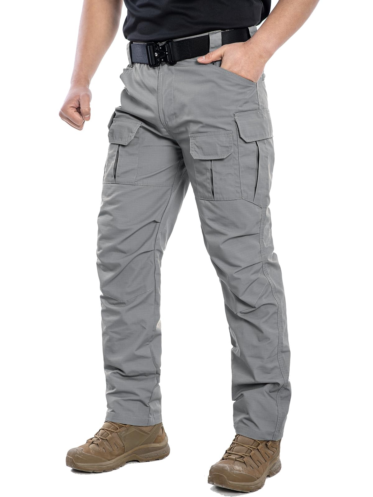 NAVEKULL Men's Outdoor Tactical Pants Rip Stop Lightweight Waterproof Military Combat Cargo Work Hiking Pants