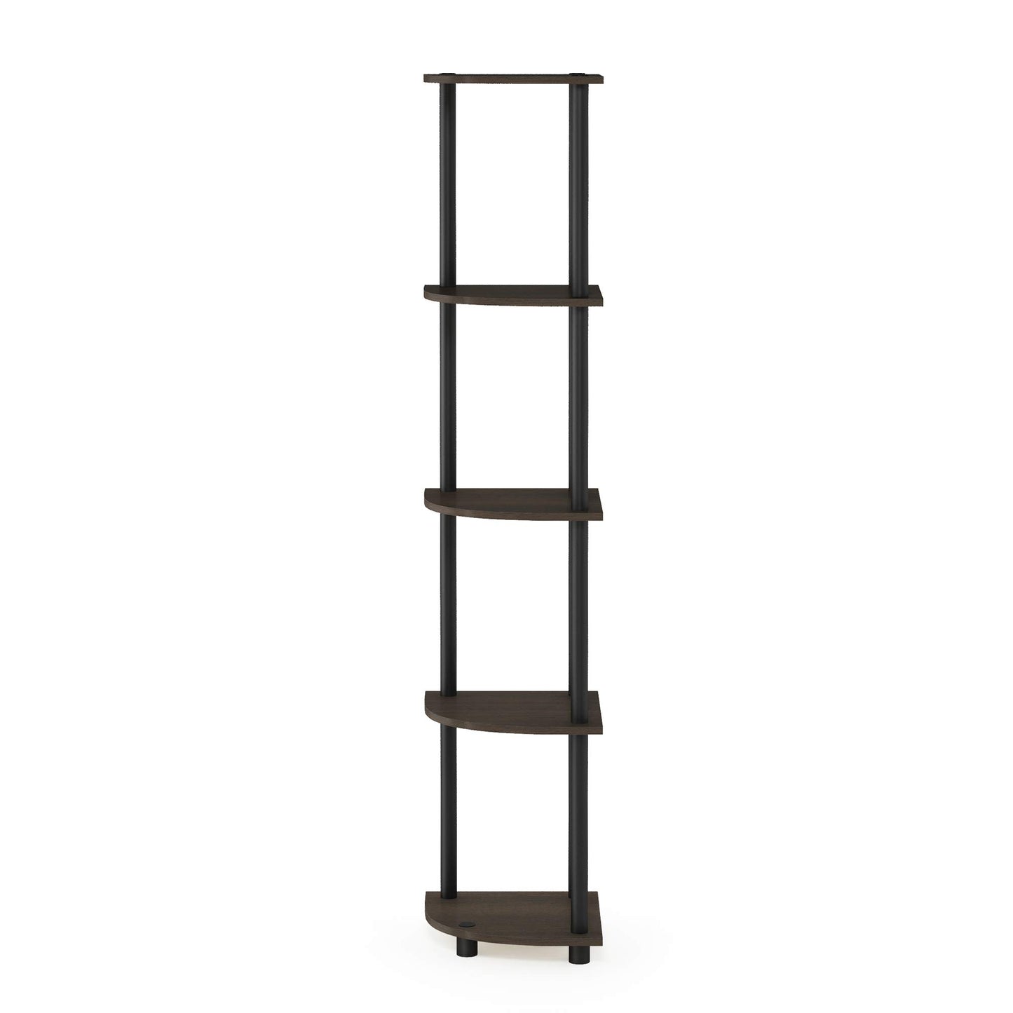 Furinno Turn-N-Tube 5 Tier Corner Display Rack Multipurpose Shelving Unit, 1-Pack, Espresso/Black