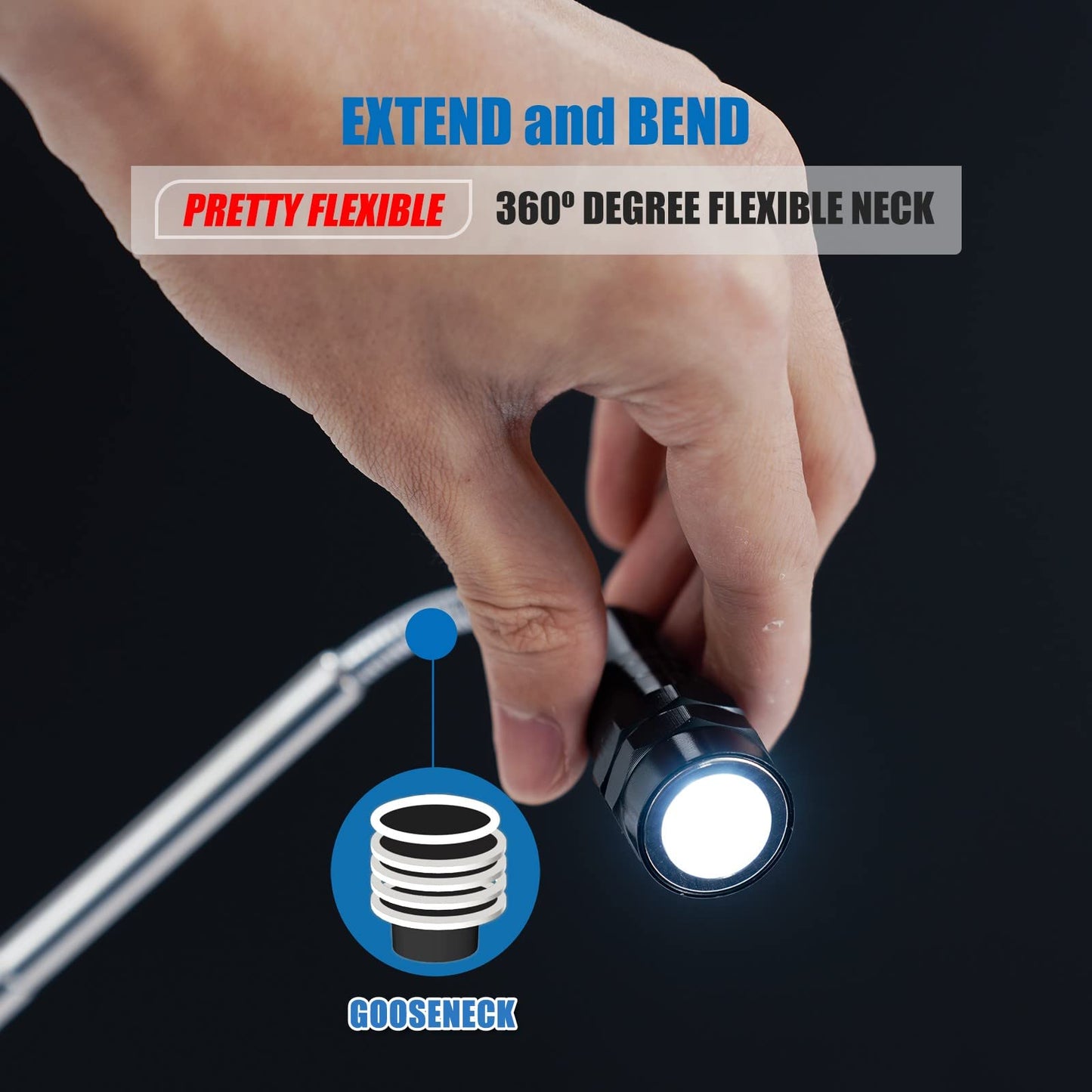 VIBELITE Extendable Magnetic Flashlight with Telescoping Magnet Pickup Tool-Cool Gadgets Gifts Idea & Gifts for Men,Husband,Dad,Father,Mechanic,Tech,Handyman,Him Women, Silve
