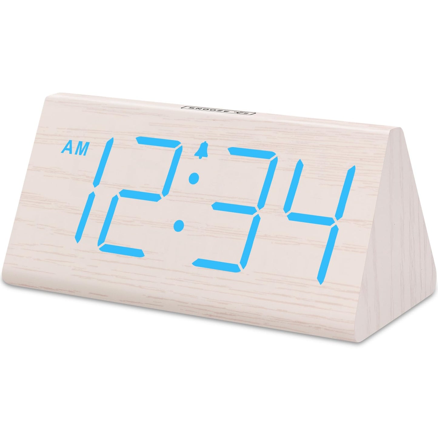 DreamSky Wooden Digital Alarm Clocks for Bedrooms - Electric Desk Clock with Large Numbers, USB Port, Loud Alarm for Heavy Sleepers, Adjustable Volume, Dimmer, Snooze, DST, 12/24H, Wood Décor (Brown)