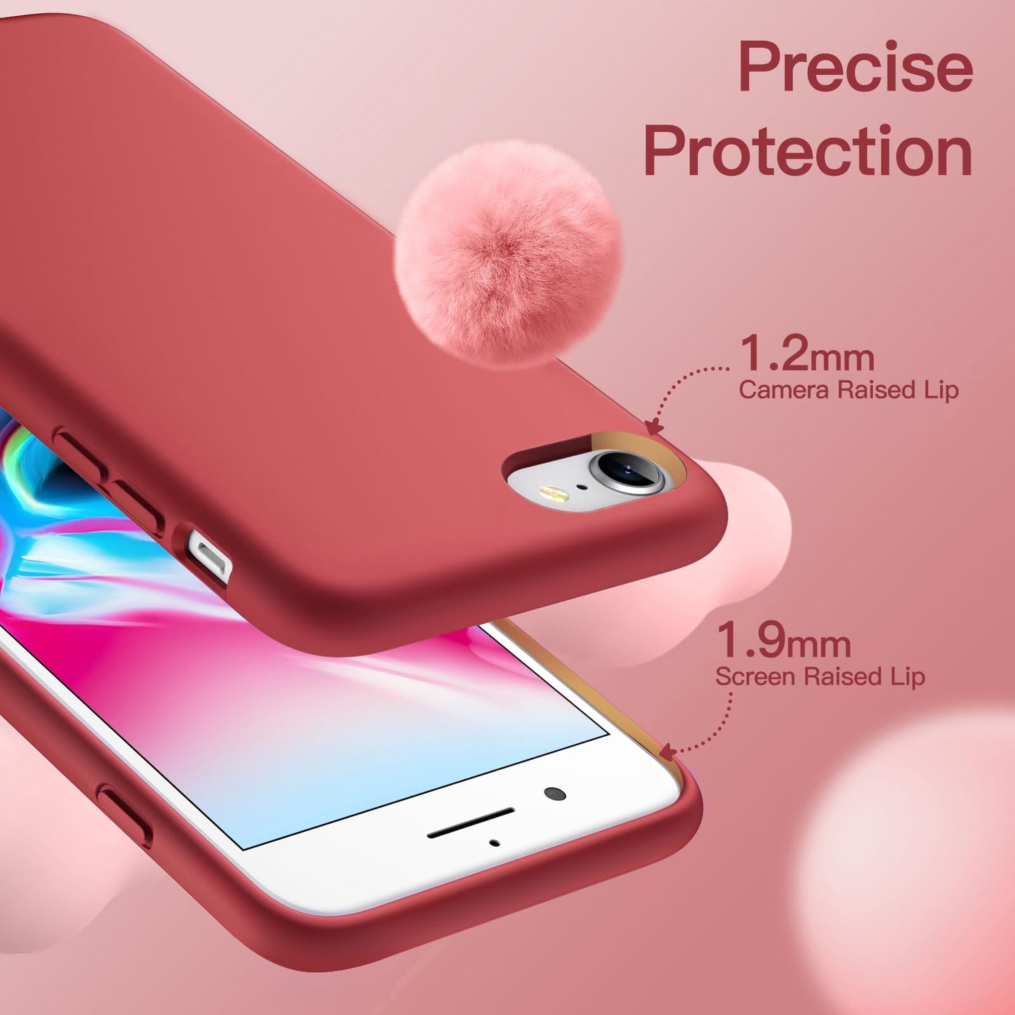 JETech Silicone Case for iPhone SE 3/2 (2022/2020 Edition), iPhone 8 and iPhone 7, 4.7-Inch, Silky-Soft Touch Full-Body Protective Case, Shockproof Cover with Microfiber Lining (Black)