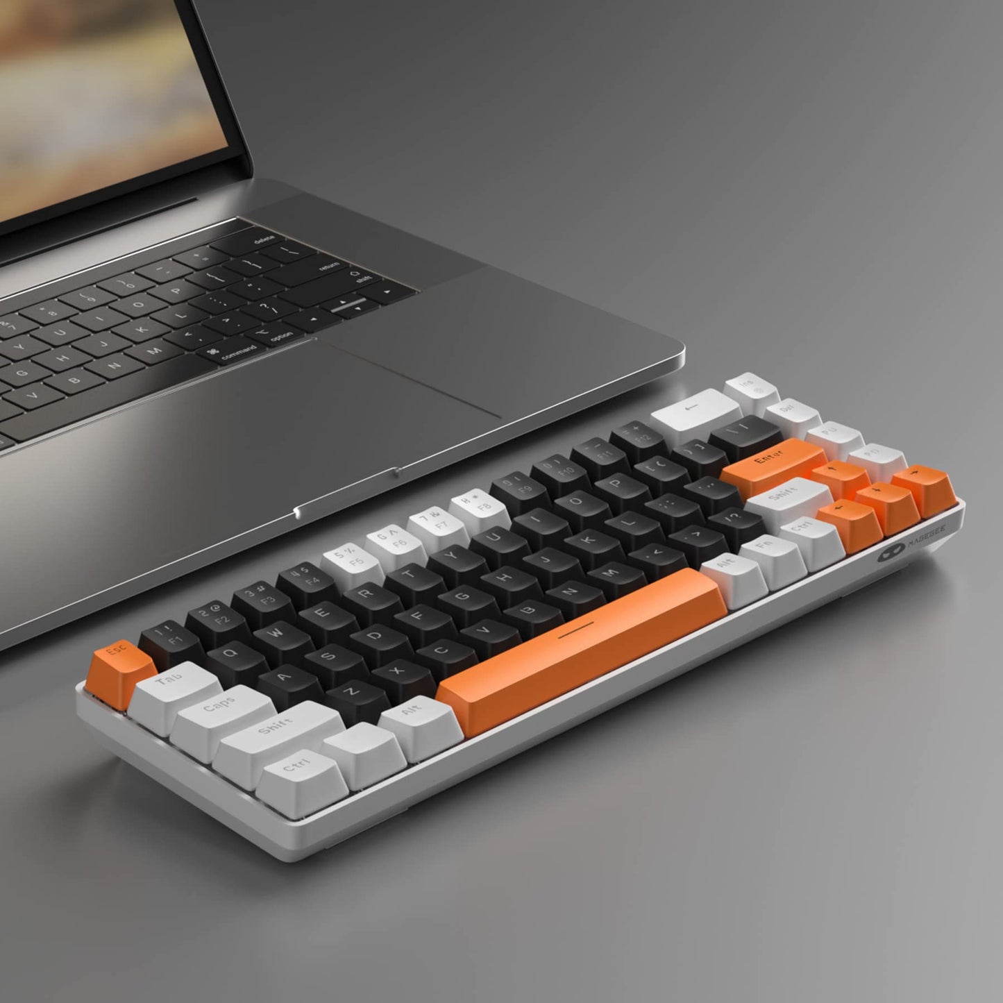 MageGee Portable 60% Mechanical Gaming Keyboard, MK-Box LED Backlit Compact 68 Keys Mini Wired Office Keyboard with Red Switch for Windows Laptop PC Mac - Black/Grey