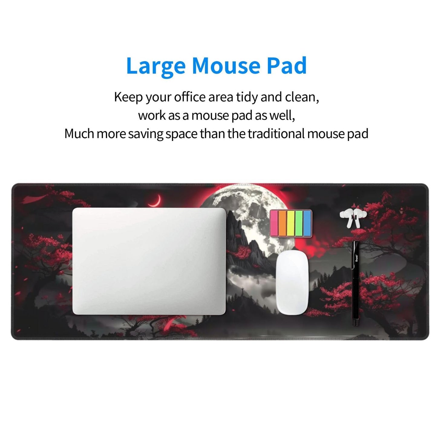 Japanese Mouse Pad, Large Japanese Desk Mat, XL Anime Gaming Keyboard Mat, Non-Slip Rubber Base, Big Extended Desk Protector for Home Office, 31.5”x11.8”