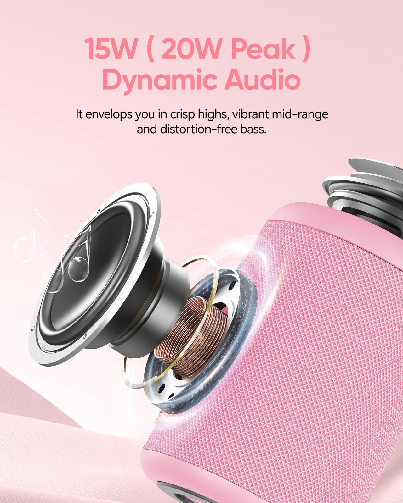 Portable Bluetooth Speaker with Lights, Powerful Crystal Clear Sound, IPX5 Waterproof, All Day Playtime, AUX&TF-Card Input, Bluetooth 5.3, TWS Paring, Small Wireless Speaker for Outdoor, Gift Ideas