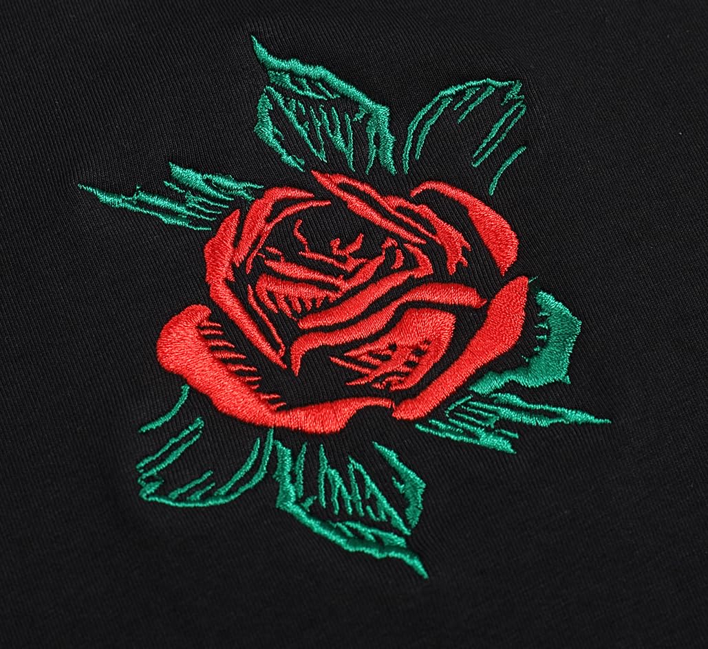 Rose Embroidered Hoodie For Men Women Long Sleeve Letters Printed Hip Hop Hoodie Hooded Sweatshirt
