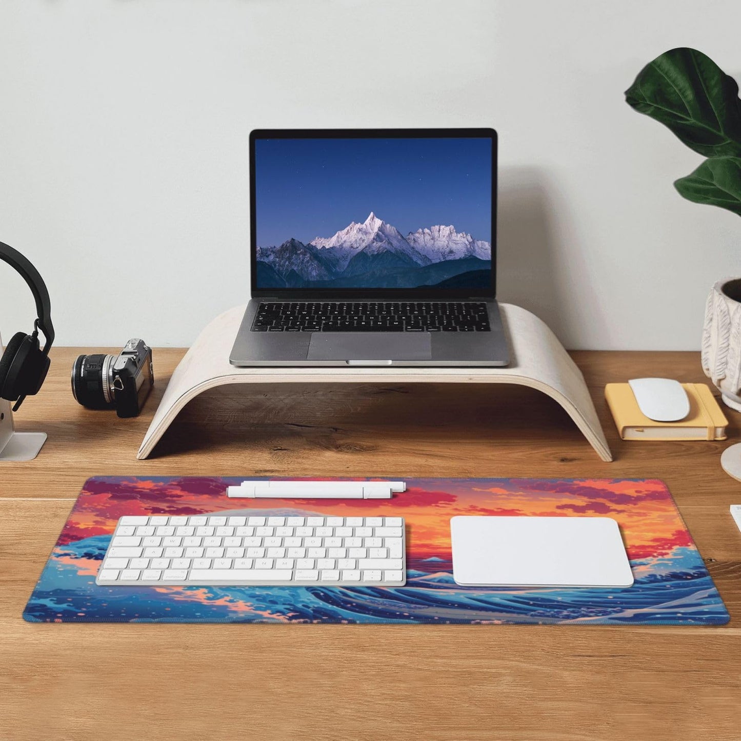 Japanese Mouse Pad, Large Japanese Desk Mat, XL Anime Gaming Keyboard Mat, Non-Slip Rubber Base, Big Extended Desk Protector for Home Office, 31.5”x11.8”