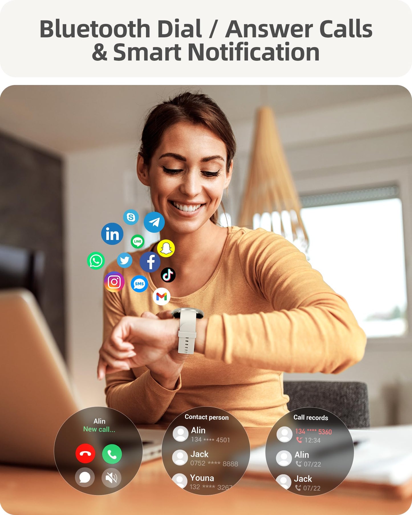 Parsonver Smart Watch for Men Women(Answer/Make Calls), HD Screen Fitness Tracker IP68 Waterproof 100+ Sport Modes, Heart Rate Sleep Monitor, Pedometer, Smartwatch for Android Phones/iPhone Compatible