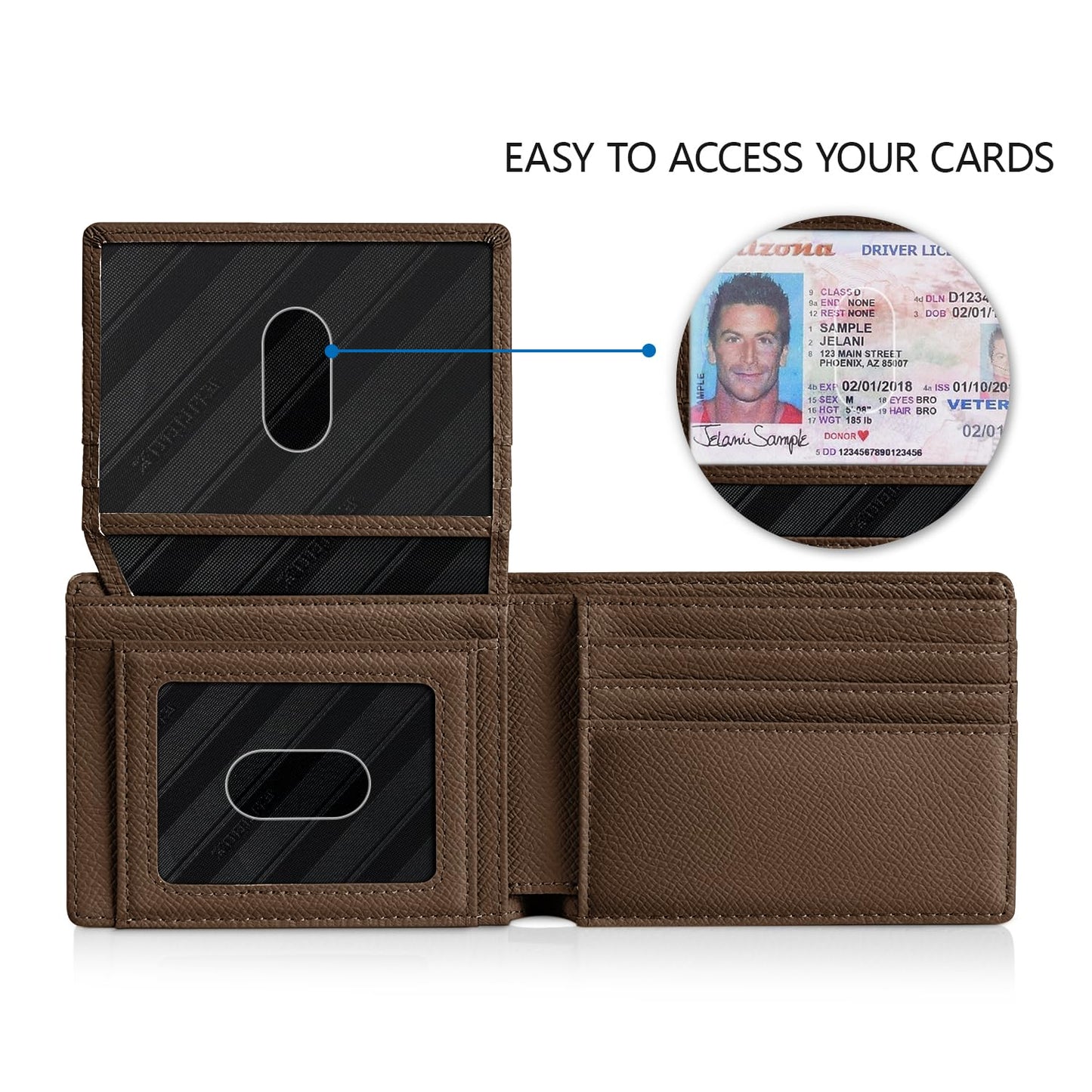 RUNBOX Wallet for Men Slim Rfid Leather 2 ID Window With Gift Box