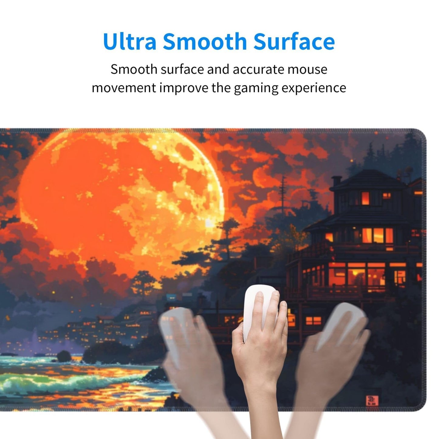Japanese Mouse Pad, Large Japanese Desk Mat, XL Anime Gaming Keyboard Mat, Non-Slip Rubber Base, Big Extended Desk Protector for Home Office, 31.5”x11.8”