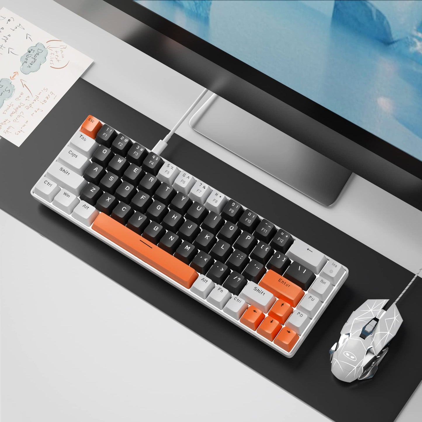 MageGee Portable 60% Mechanical Gaming Keyboard, MK-Box LED Backlit Compact 68 Keys Mini Wired Office Keyboard with Red Switch for Windows Laptop PC Mac - Black/Grey