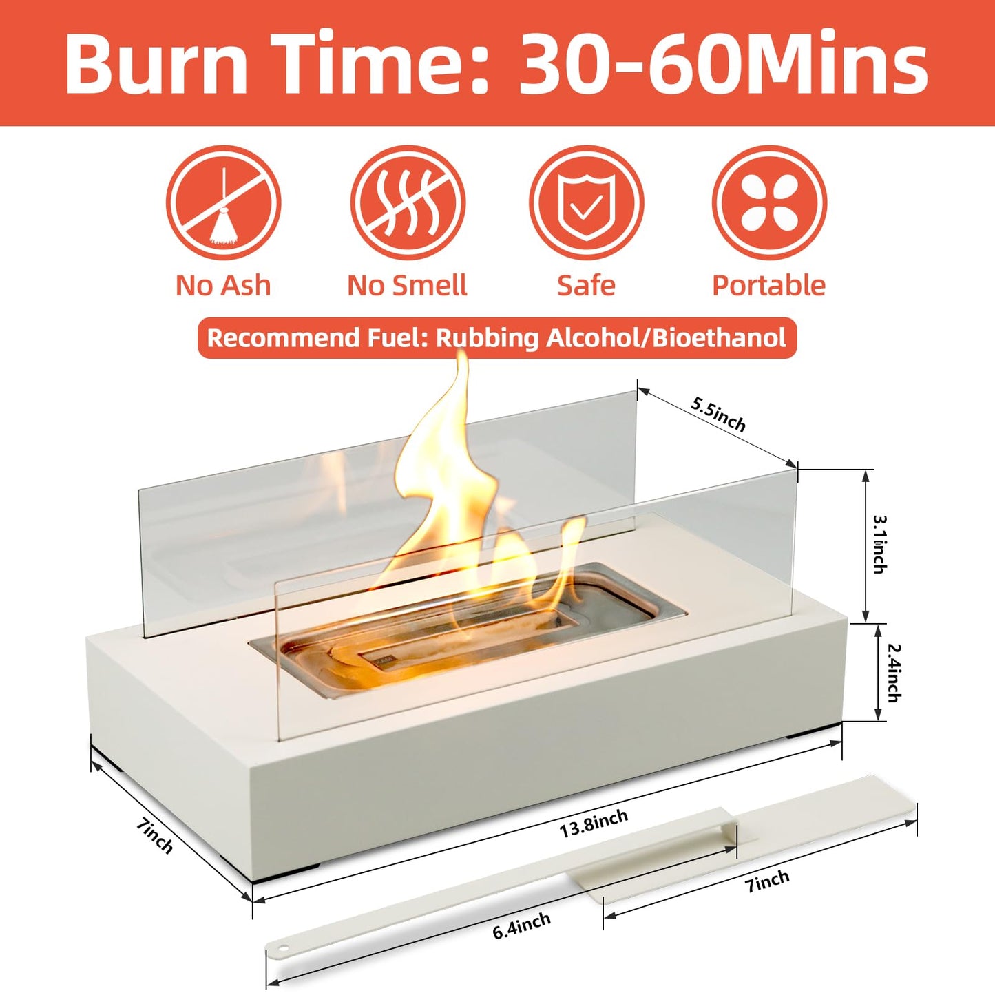 2024 New Tabletop Fire Pit,Woodgrain Portable Table Top Firepit Outdoor Indoor Table top Fireplace Smores Maker for Family Dinner Party Patio Balcony Backyard Housewarming Table Decor