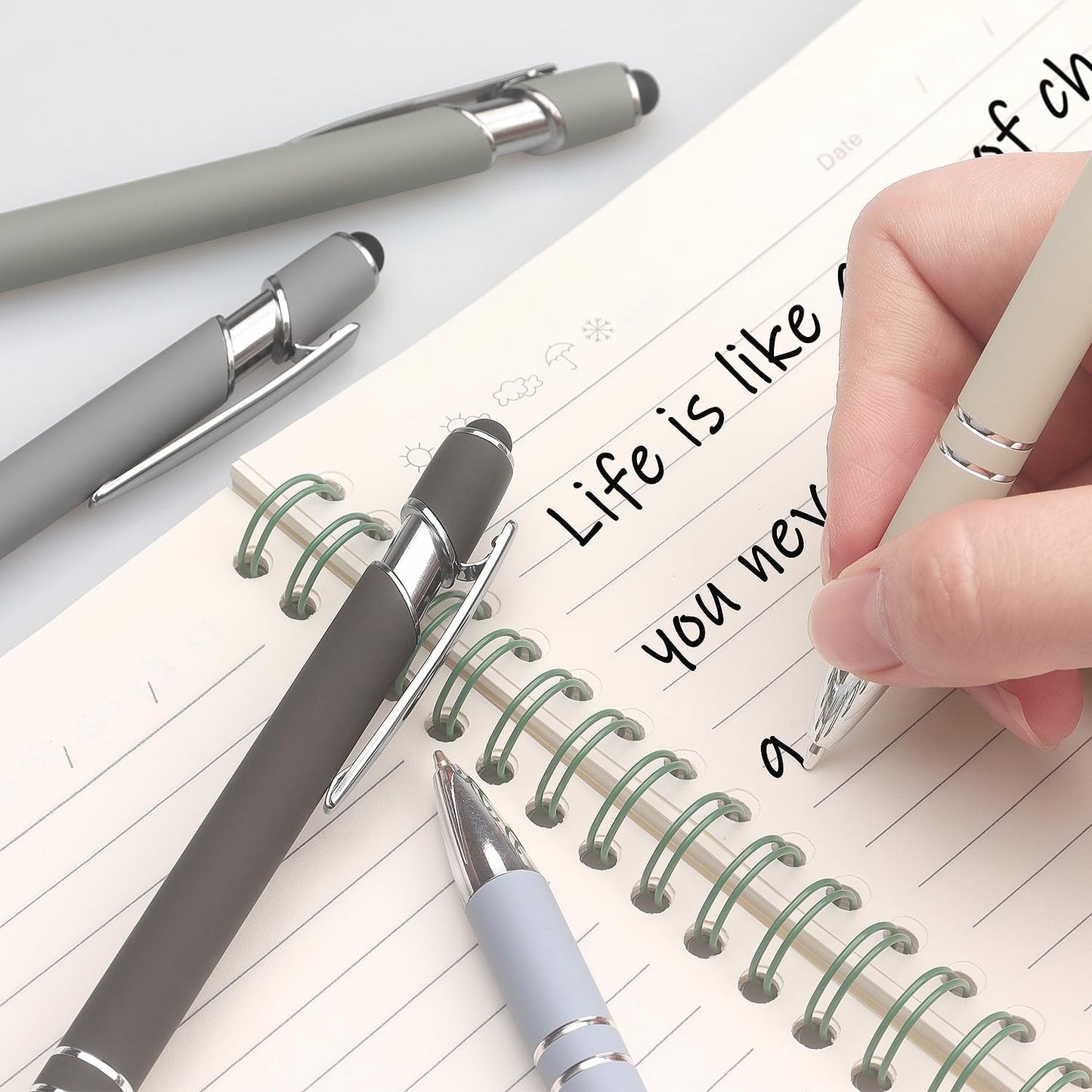 8 Pack Ballpoint Pen 2-in-1 Stylus Retractable Ballpoint Pen with Stylus tip, Metal Stylus Pen for Touch Screens, 1.0 mm Black Ink