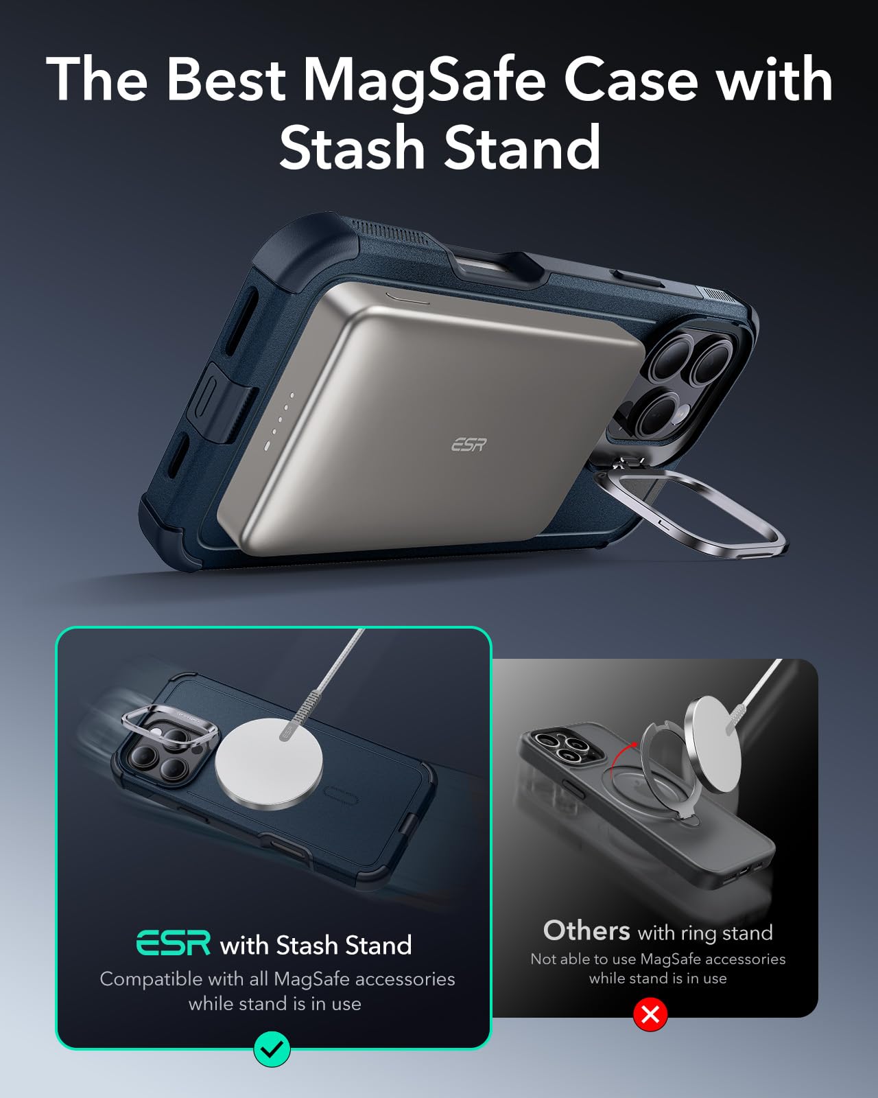 ESR Air Armor Case, Compatible with iPhone 13 Pro Max Case, Military-Grade Drop Protection, Shock-Absorbing Corners, Yellowing-Resistant Hard Back, Scratch Resistant, Clear