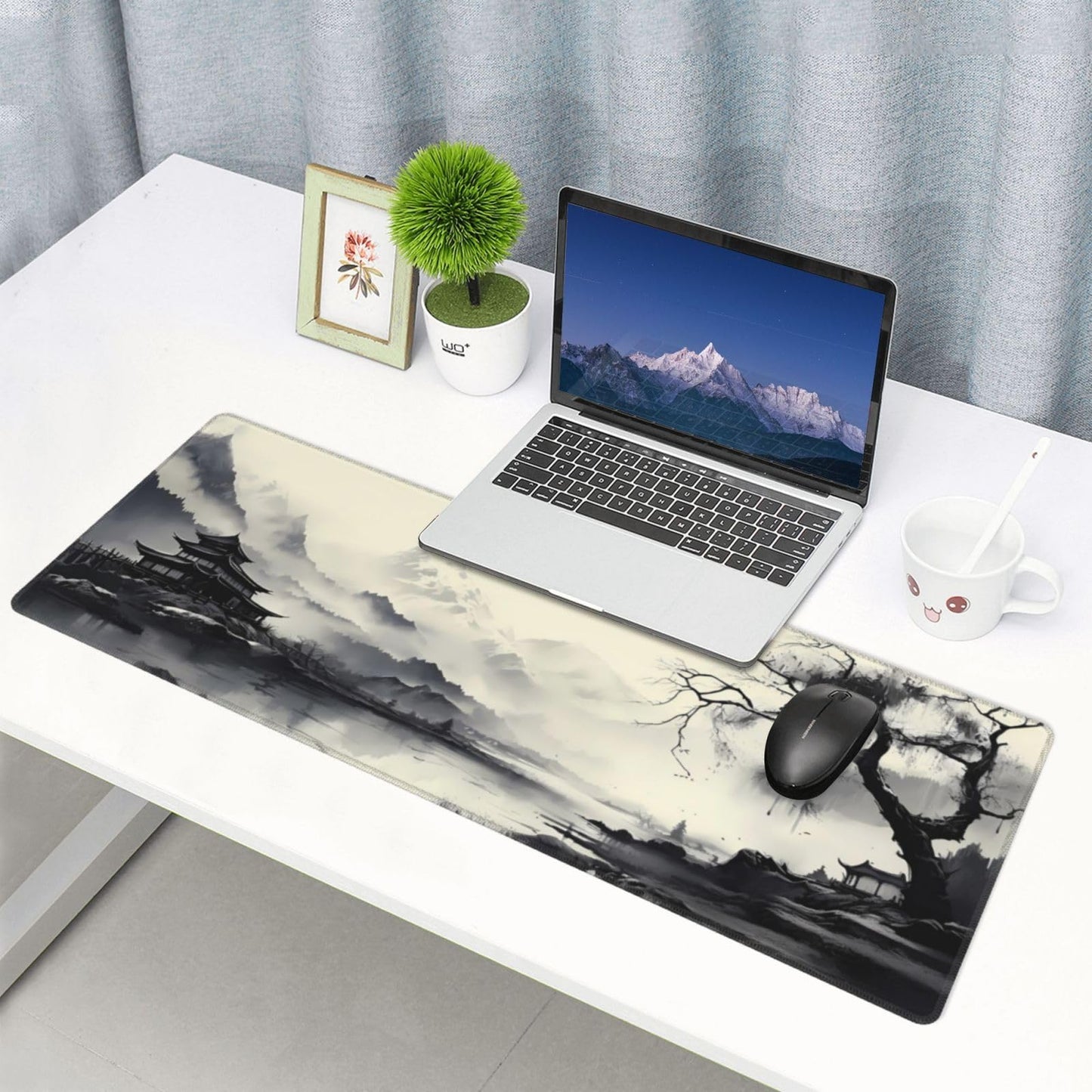 Japanese Mouse Pad, Large Japanese Desk Mat, XL Anime Gaming Keyboard Mat, Non-Slip Rubber Base, Big Extended Desk Protector for Home Office, 31.5”x11.8”