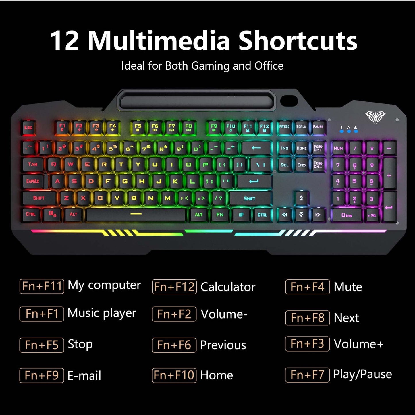 AULA Keyboard, T102 104 Keys Gaming Keyboard and Mouse Combo with RGB Backlit Quiet Computer Keyboard, All-Metal Panel, Waterproof Light Up PC Keyboard, USB Wired Keyboard Gaming for MAC Xbox PC Gamer