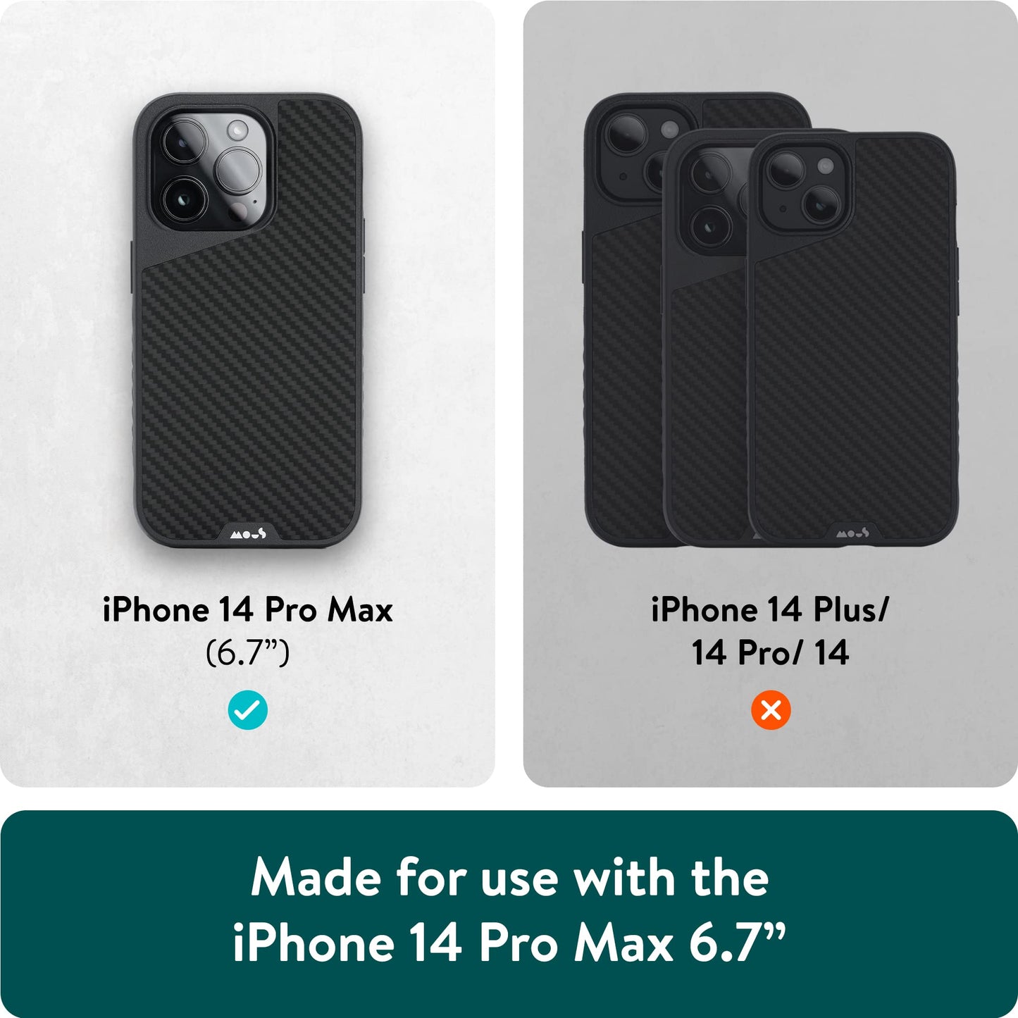 Mous - Case for iPhone 14 - Black Leather - Limitless 5.0 - Protective iPhone 14 Case MagSafe Compatible - Shockproof Phone Cover