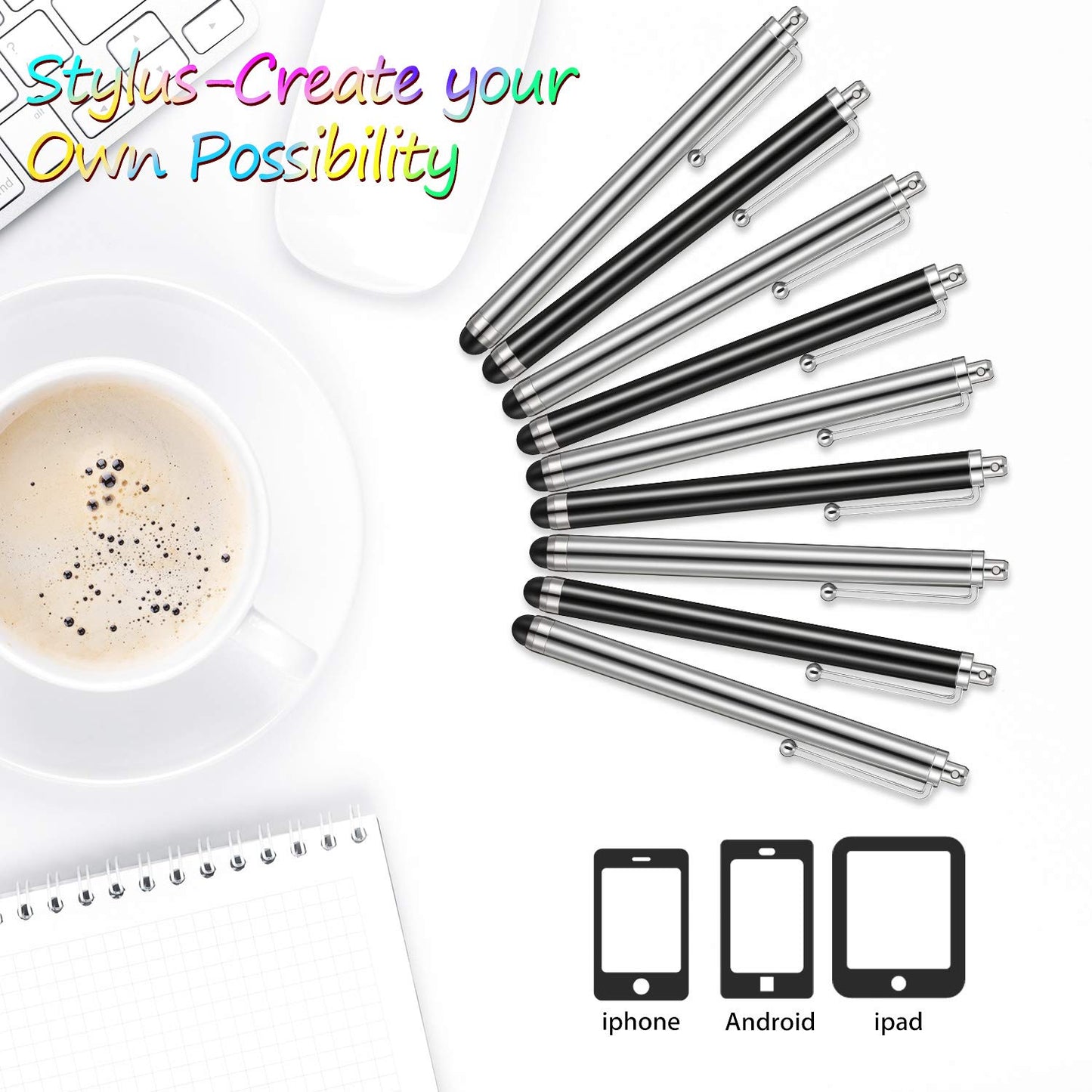 Outus Stylus Pen Set of 36 for Universal Capacitive Touch Screens Devices, Stylus Pens for Touch Screens Devices, Compatible with Tablet (Black)