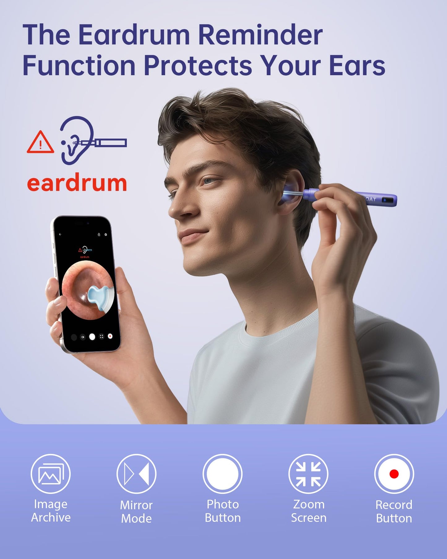 Ear Wax Removal Tool Camera, Ear Cleaner with Camera, 1296P HD Ear Scope, 6 LED Lights and 12 Ear Picks, Earwax Removal with Otoscope, Jet Black