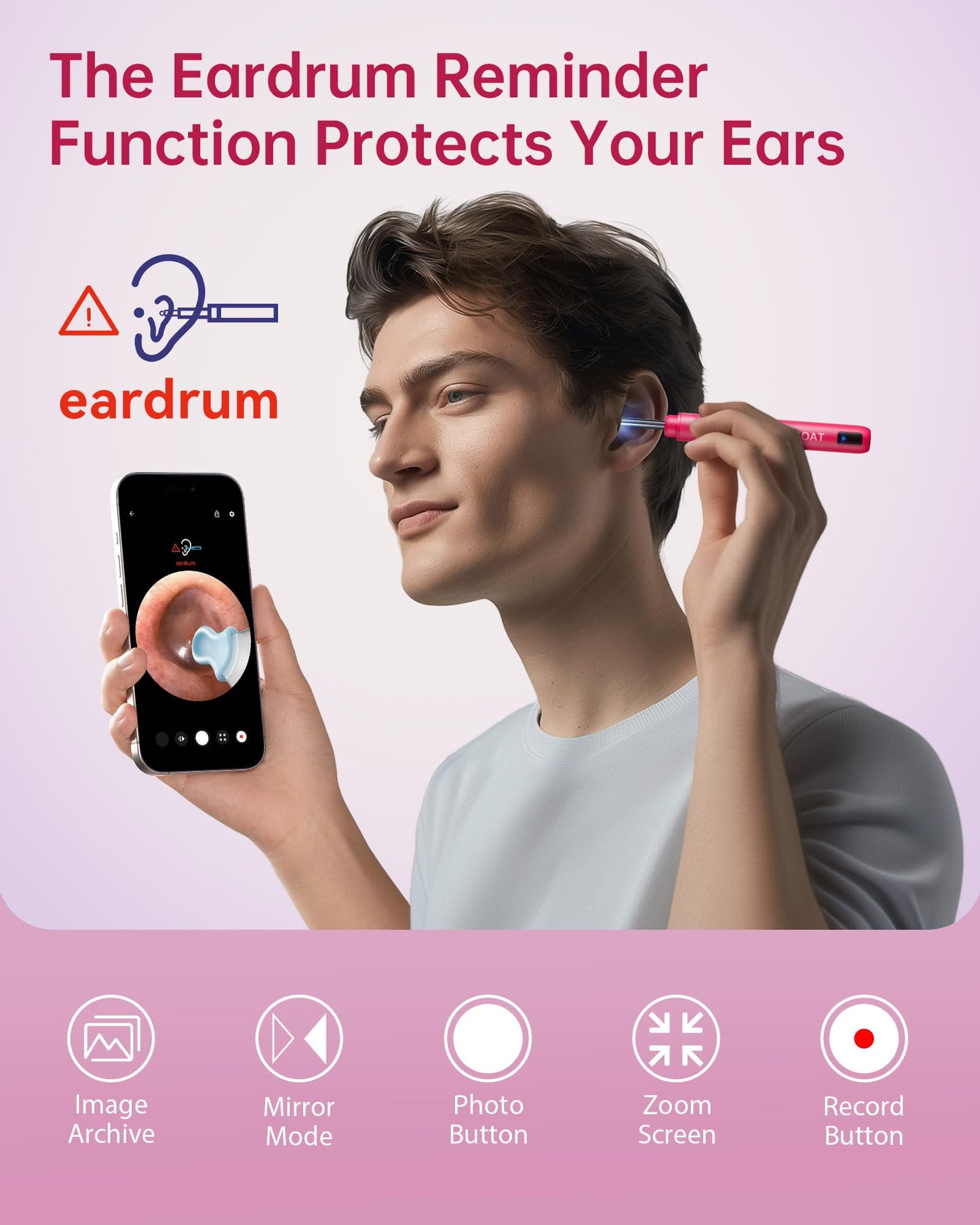 Ear Wax Removal Tool Camera, Ear Cleaner with Camera, 1296P HD Ear Scope, 6 LED Lights and 12 Ear Picks, Earwax Removal with Otoscope, Jet Black