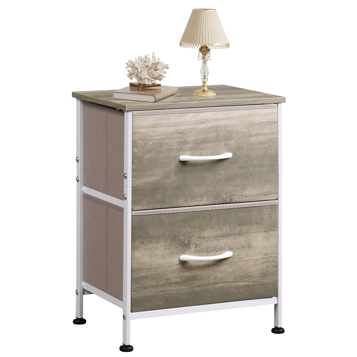 WLIVE Nightstand, 2 Drawer Dresser for Bedroom, Small Dresser with 2 Drawers, Bedside Furniture, Night Stand, End Table with Fabric Bins for Bedroom, Closet, Entryway, College Dorm, Dark Grey