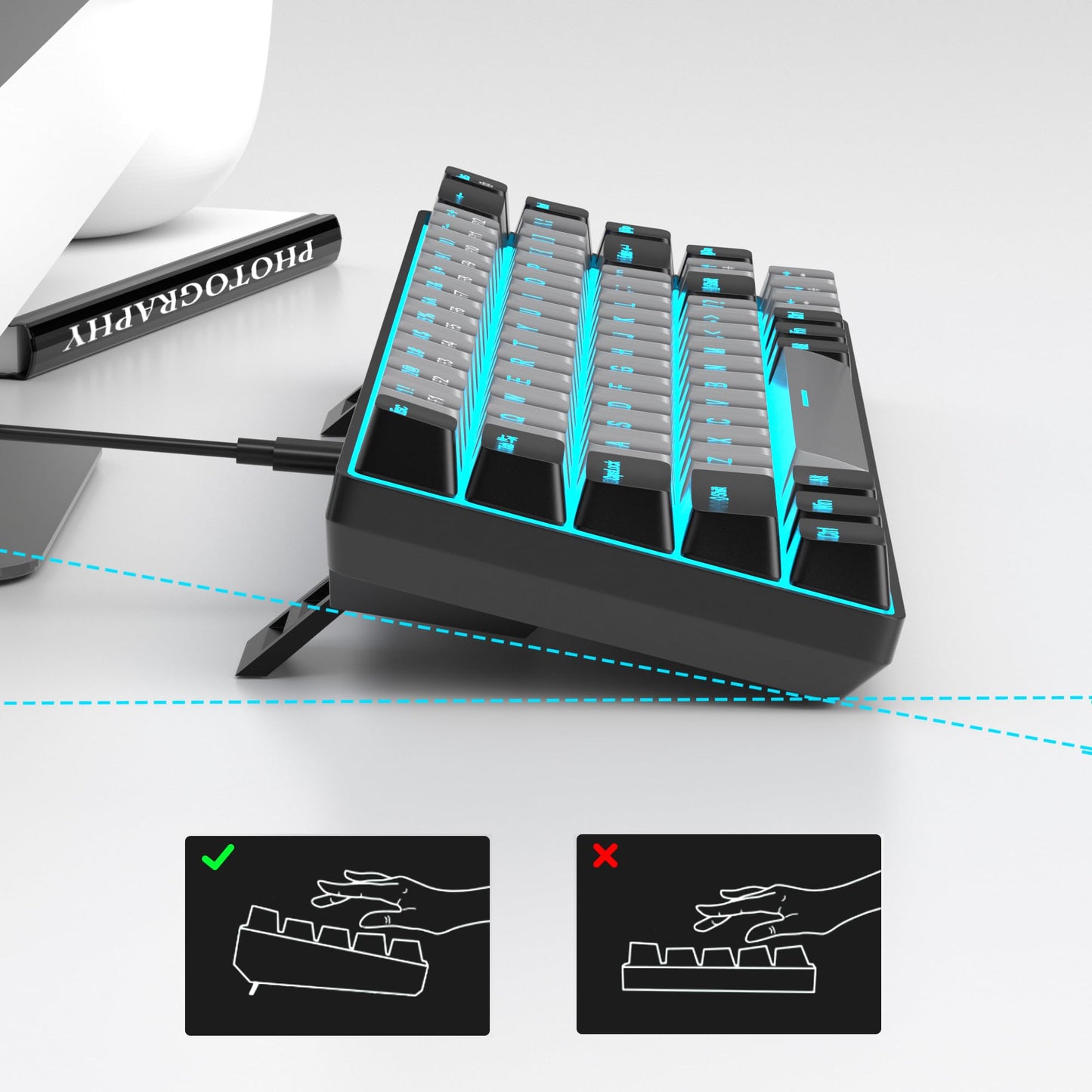MageGee Portable 60% Mechanical Gaming Keyboard, MK-Box LED Backlit Compact 68 Keys Mini Wired Office Keyboard with Red Switch for Windows Laptop PC Mac - Black/Grey