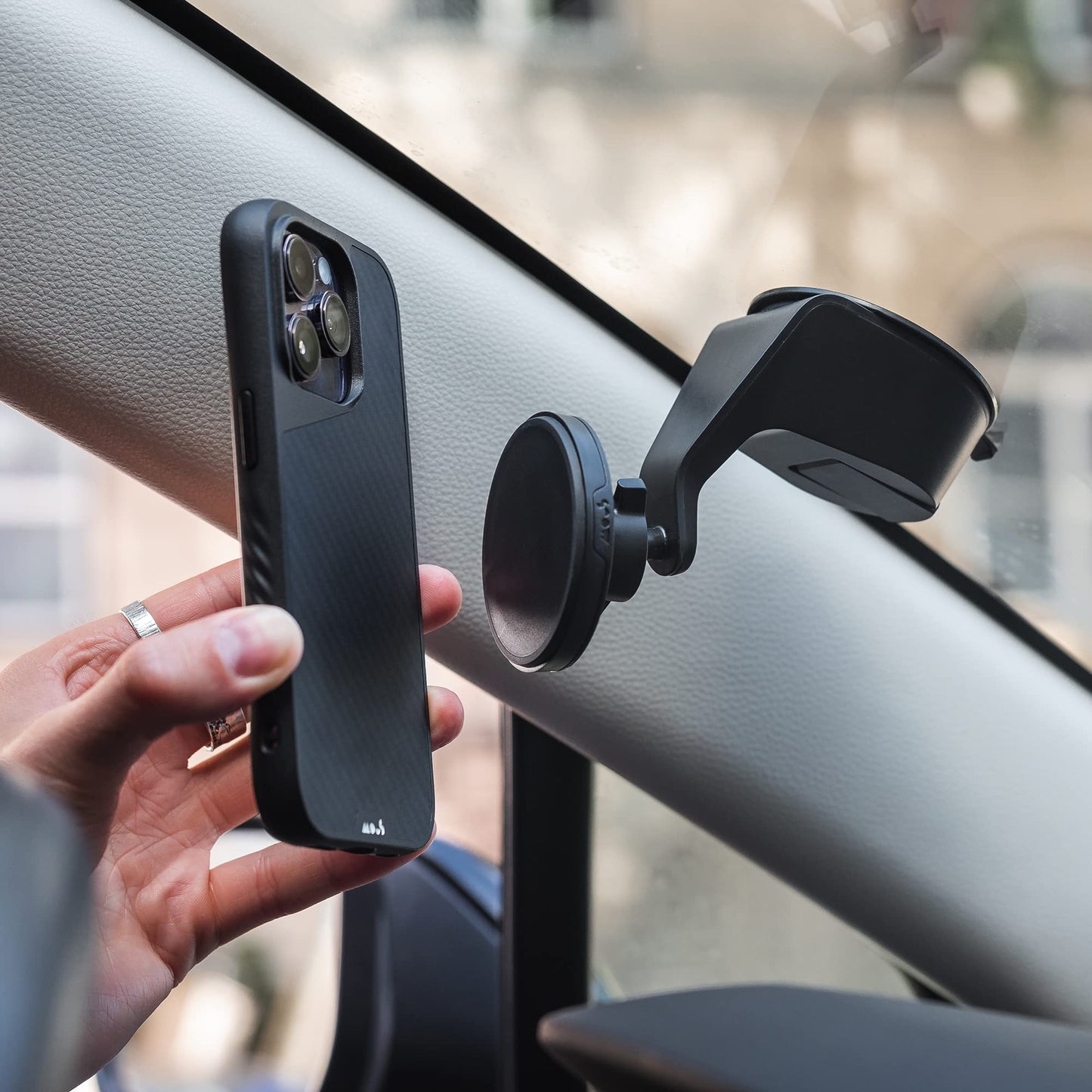 Mous - Case for iPhone 14 - Black Leather - Limitless 5.0 - Protective iPhone 14 Case MagSafe Compatible - Shockproof Phone Cover