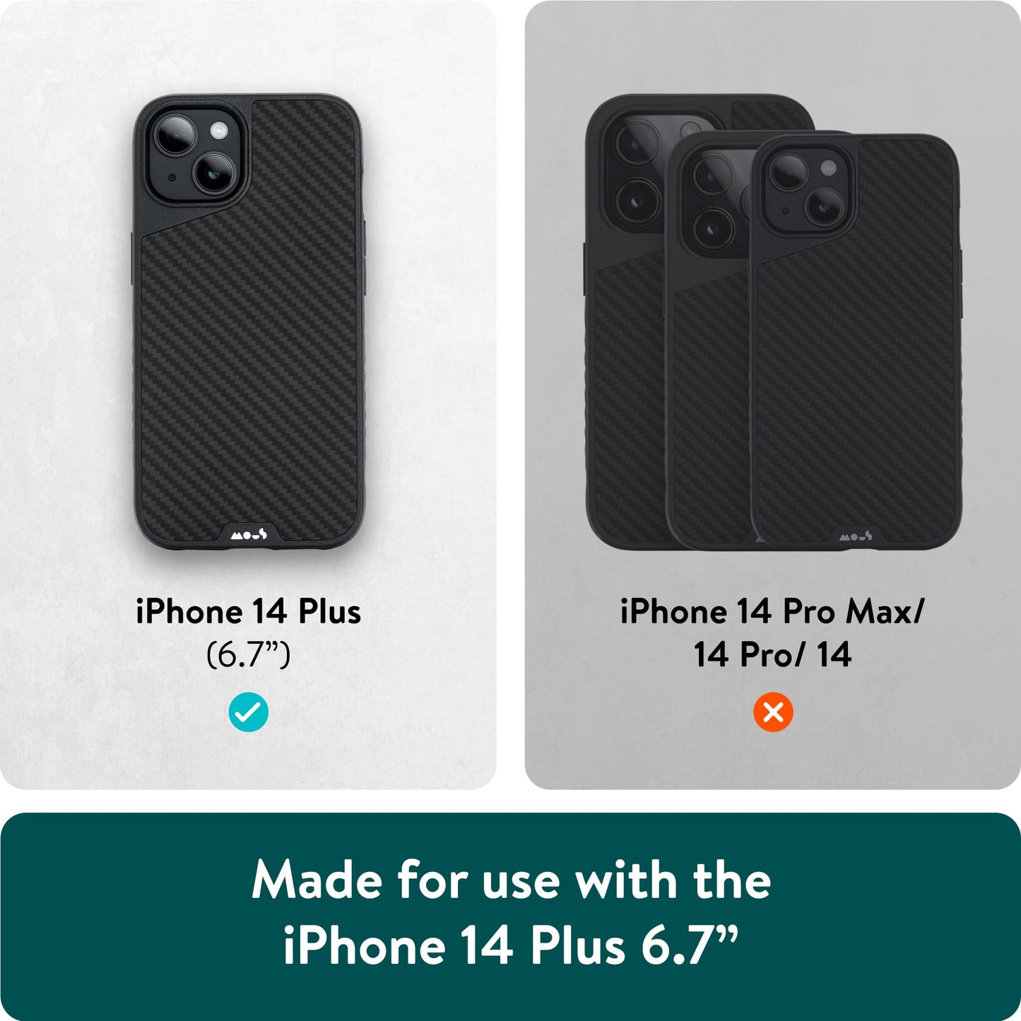 Mous - Case for iPhone 14 - Black Leather - Limitless 5.0 - Protective iPhone 14 Case MagSafe Compatible - Shockproof Phone Cover
